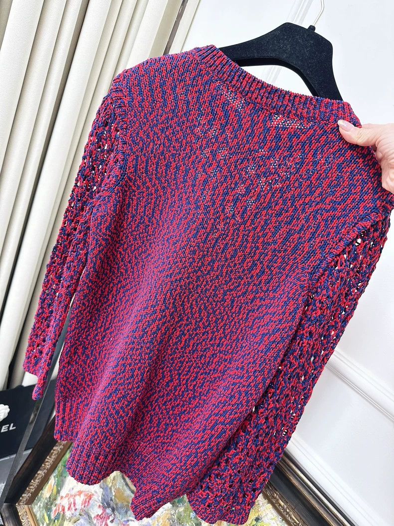 Chanel Chanel Berry Red and Navy Knitted Top Size M / US 6-8 / IT 42-44 - 4 Thumbnail