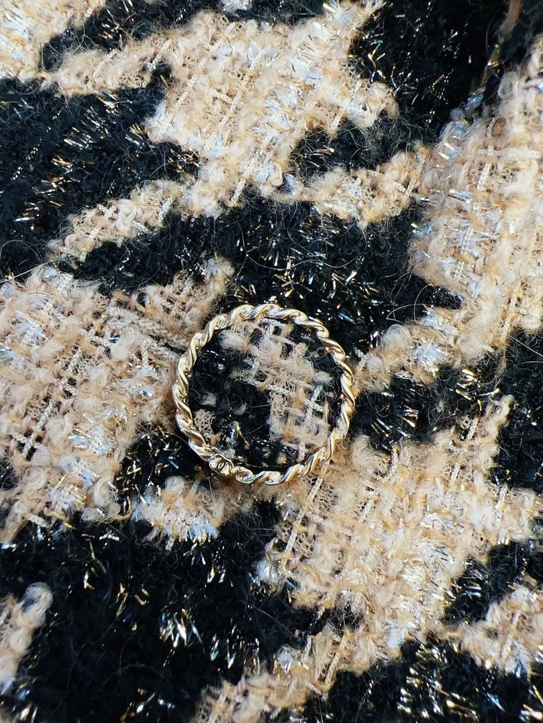 Chanel Chanel Brown Black Houndstooth Long Sleeve Coat Size S / US 4 / IT 40 - 3 Thumbnail