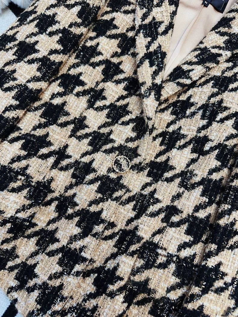 Chanel Chanel Brown Black Houndstooth Long Sleeve Coat Size S / US 4 / IT 40 - 4 Thumbnail