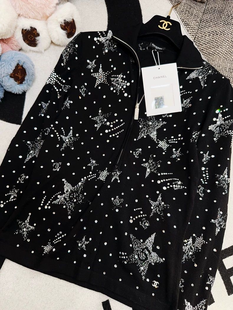 Chanel Chanel Black Starry Zip Knit Top Size S / US 4 / IT 40 - 7 Thumbnail