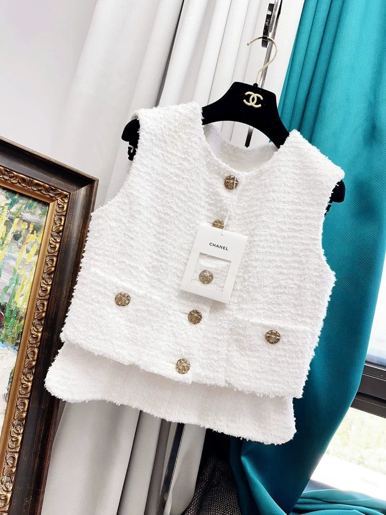 Chanel Chanel White Woven Vest Top Size S / US 4 / IT 40 - 6 Thumbnail