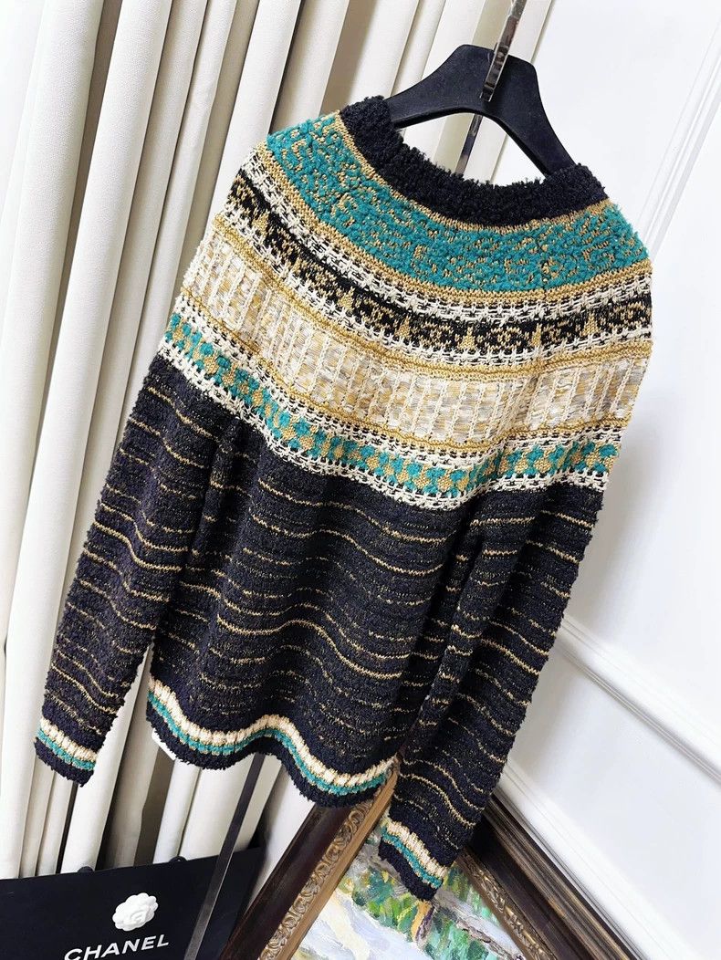 Chanel Chanel Blue Gold Striped Sweater Size 34 Size S / US 4 / IT 40 - 2 Thumbnail