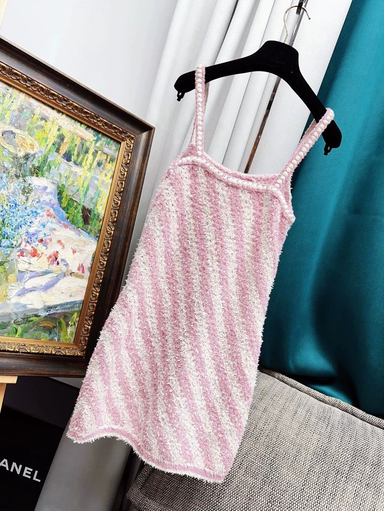 Chanel Chanel Pink Striped Knit Camisole Dress Size XS / US 0-2 / IT 36-38 - 2 Thumbnail