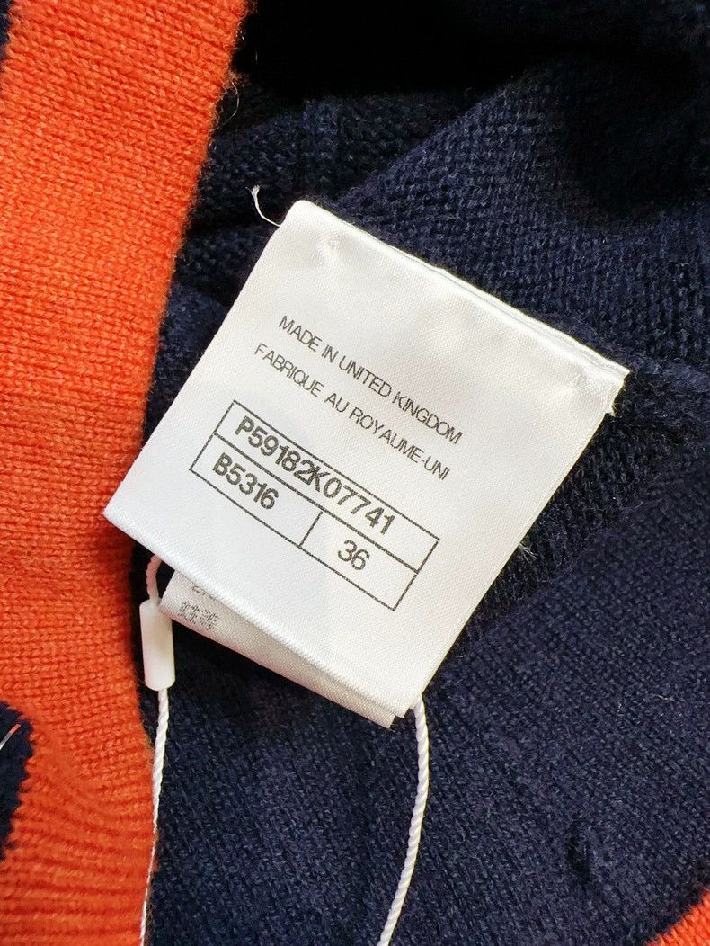 Chanel Chanel Navy Cardigan with Orange Accents Size S / US 4 / IT 40 - 7 Thumbnail