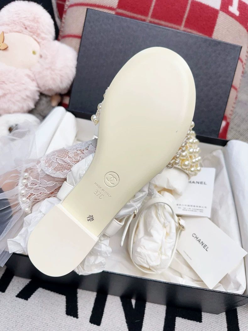 Chanel Chanel Pearl Woven Double C Logo Sandals Size US 7 / IT 37 - 6 Thumbnail