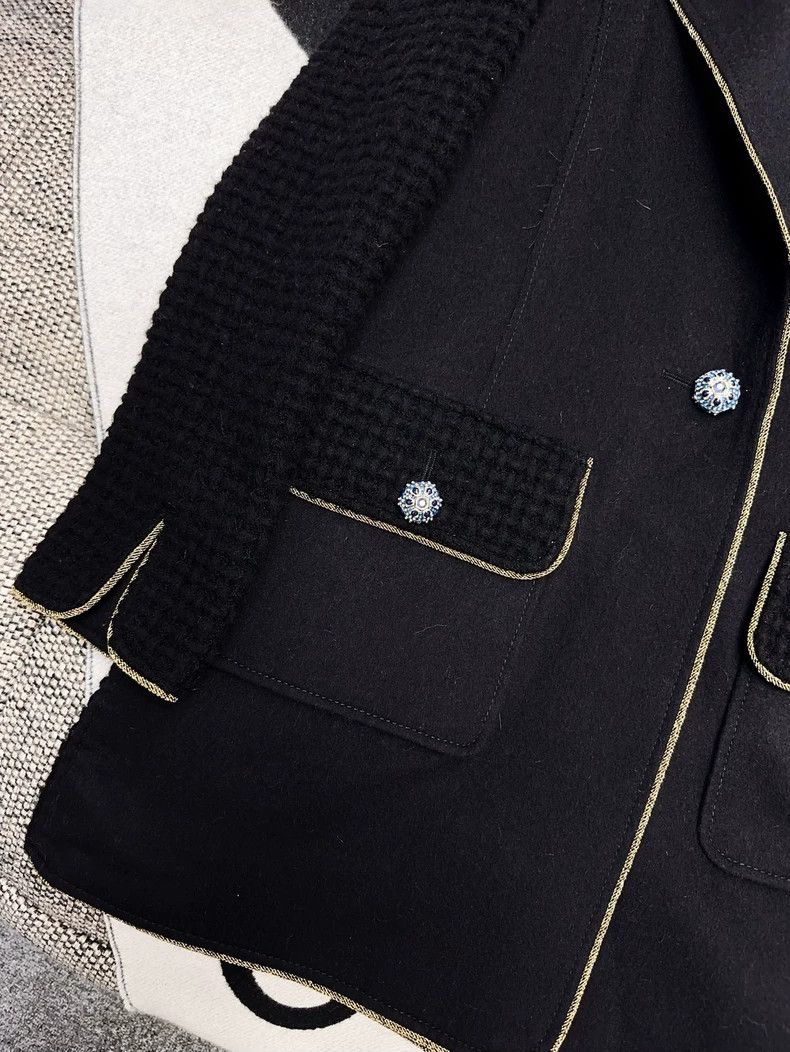 Chanel Chanel Black Long Coat with Gold Trim Size S / US 4 / IT 40 - 4 Thumbnail