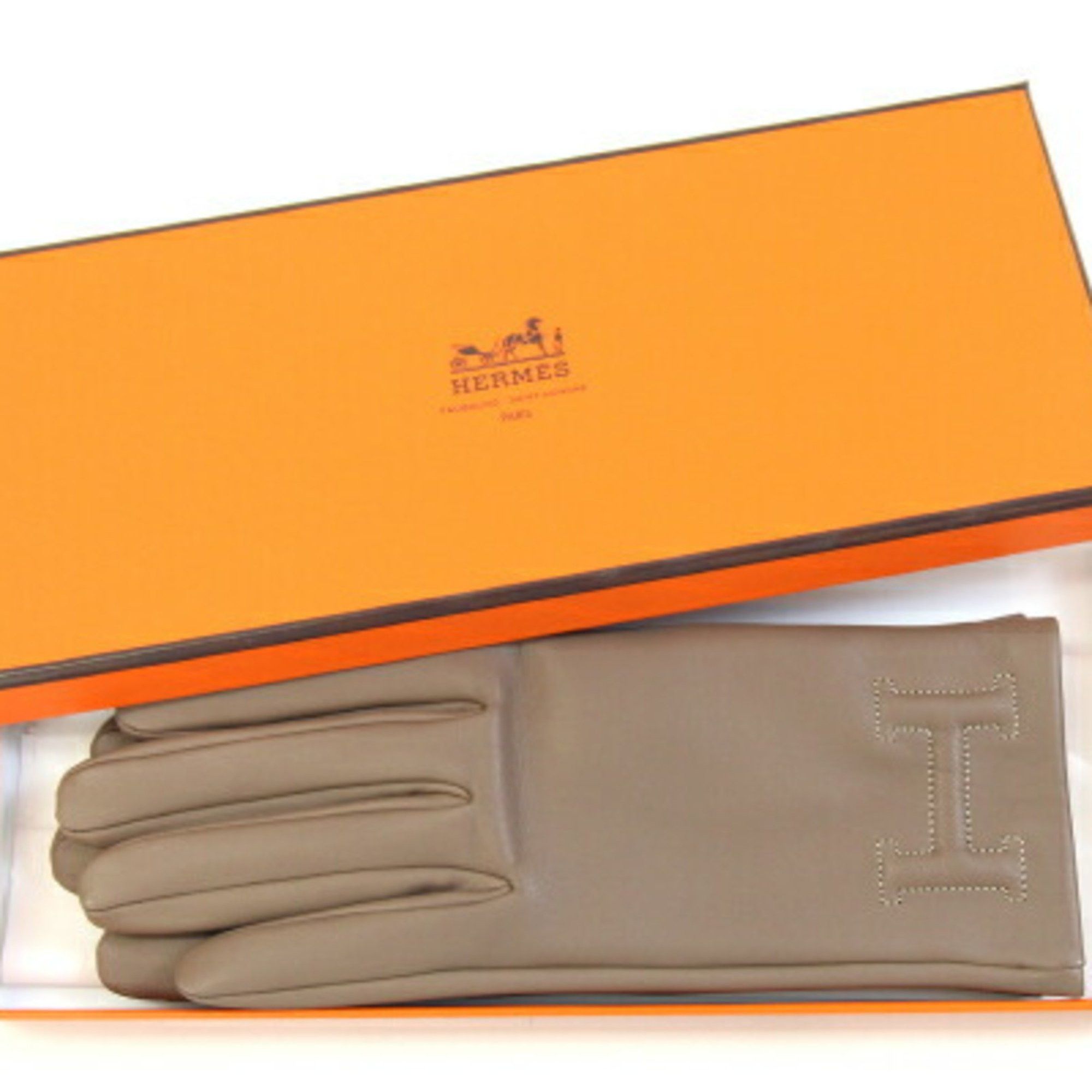 Hermes Hermes Gloves Bastille Etoupe Lambskin Cashmere Size 6.5 H Women's HERMES Size ONE SIZE - 5 Thumbnail