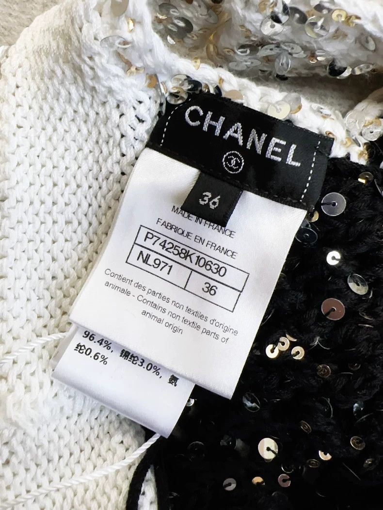 Chanel Chanel Black and White Sequin Halter Top Size S / US 4 / IT 40 - 3 Thumbnail