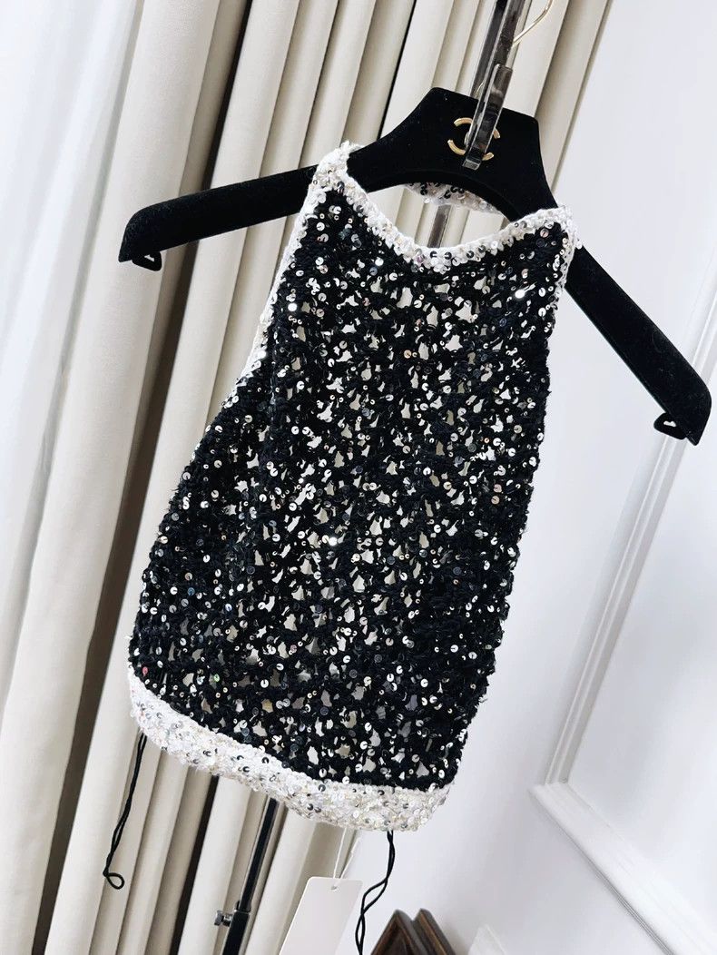 Chanel Chanel Black and White Sequin Halter Top Size S / US 4 / IT 40 - 5 Thumbnail