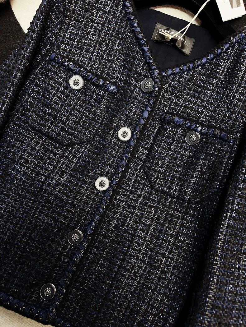 Chanel Chanel Blue and Black Woven Jacket Size S / US 4 / IT 40 - 2 Thumbnail