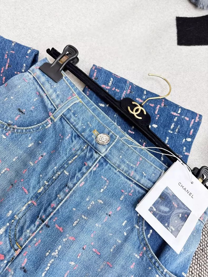 Chanel Chanel Blue Sequin Denim Pants 23A Size 38" / US 16 / IT 52 - 7 Thumbnail