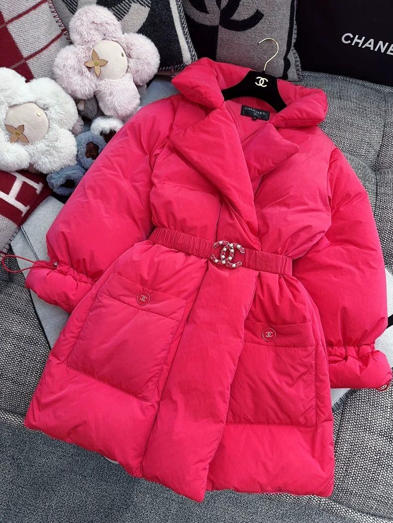 Chanel Chanel Red Long Down Jacket with Belt Size S / US 4 / IT 40 - 8 Thumbnail
