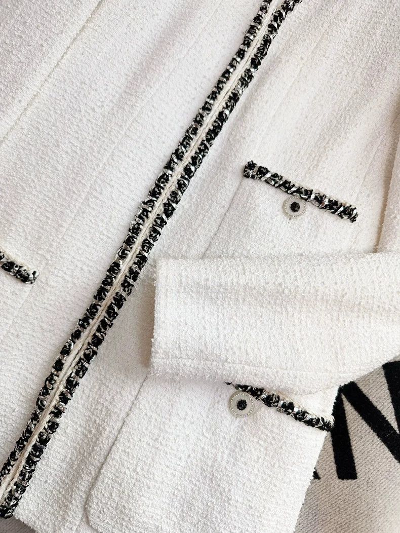 Chanel Chanel White Black Trim Long Coat Size XS / US 0-2 / IT 36-38 - 3 Thumbnail