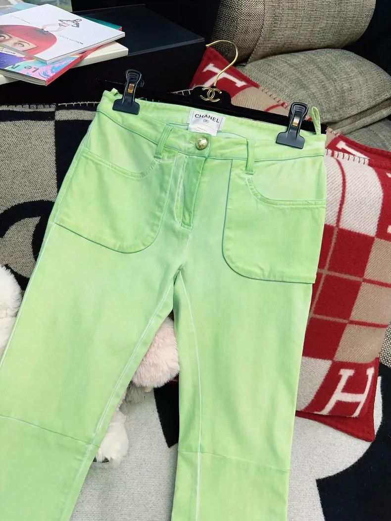 Chanel Chanel Green Casual Long Pants Size 34 Size 34" / US 12 / IT 48 - 2 Thumbnail