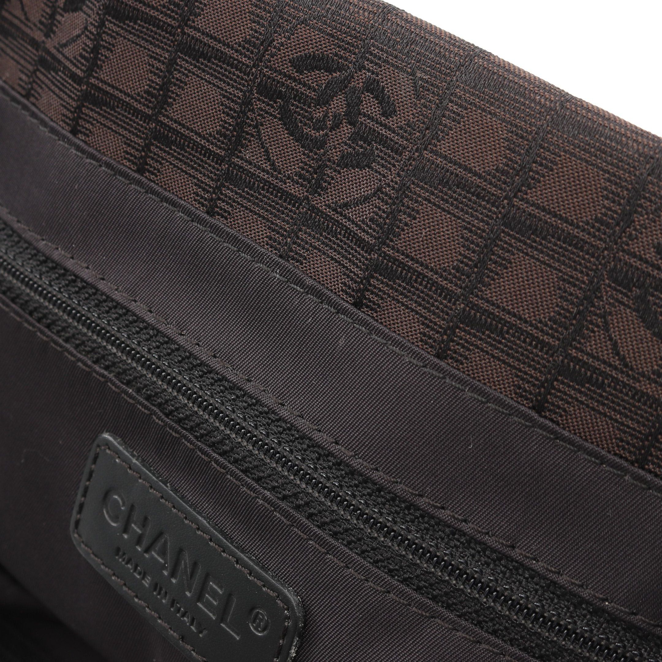 Chanel Chanel New Travel Line Handbag Tote Bag Nylon Canvas Leather Dark Brown Silver Hardware Size ONE SIZE - 10 Thumbnail