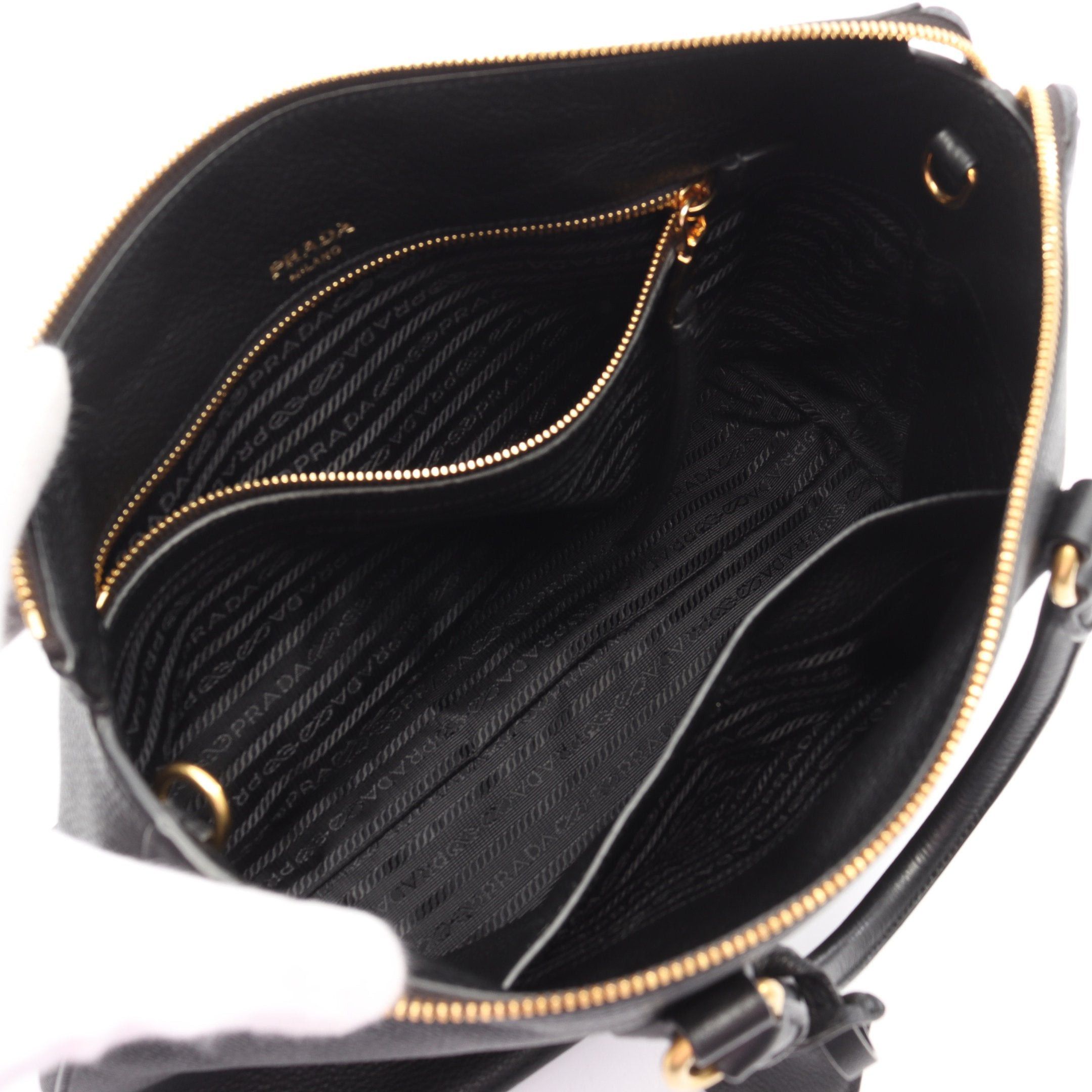 Prada Prada Handbag Leather Black Size ONE SIZE - 3 Thumbnail