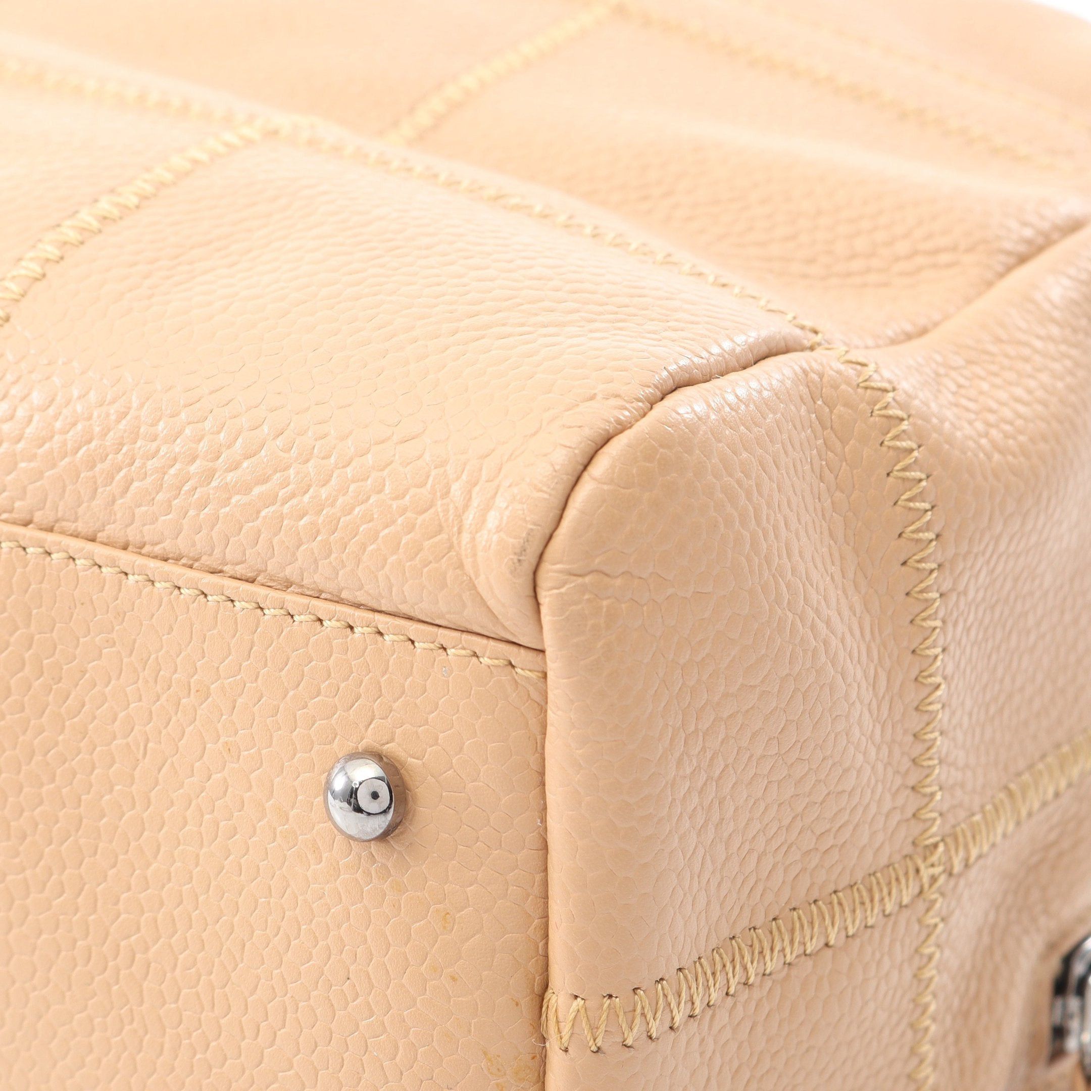Chanel Chanel Chocolate Bar Shoulder Bag Caviar Skin Beige Silver Hardware Size ONE SIZE - 7 Thumbnail