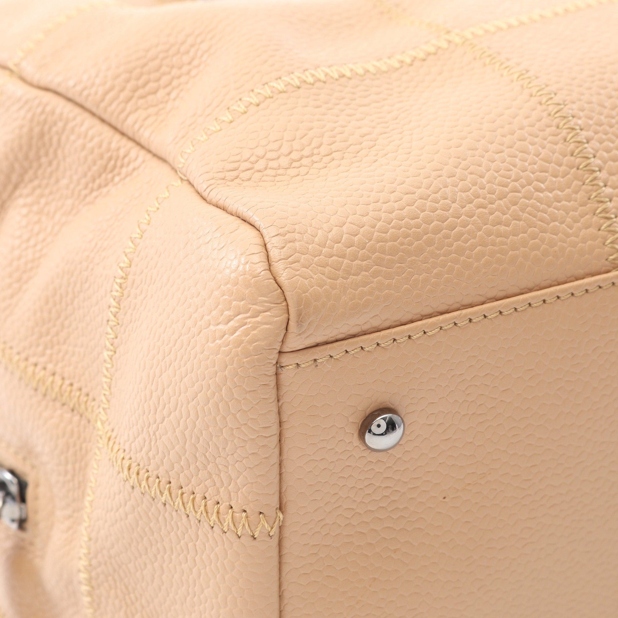 Chanel Chanel Chocolate Bar Shoulder Bag Caviar Skin Beige Silver Hardware Size ONE SIZE - 6 Thumbnail