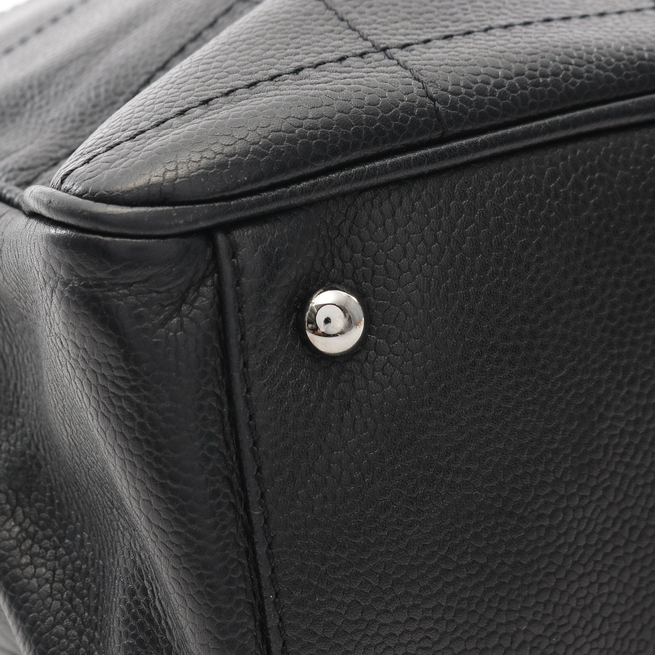 Chanel Chanel Chocolate Bar Handbag Tote Bag Caviar Skin Black Silver Hardware Size ONE SIZE - 9 Thumbnail