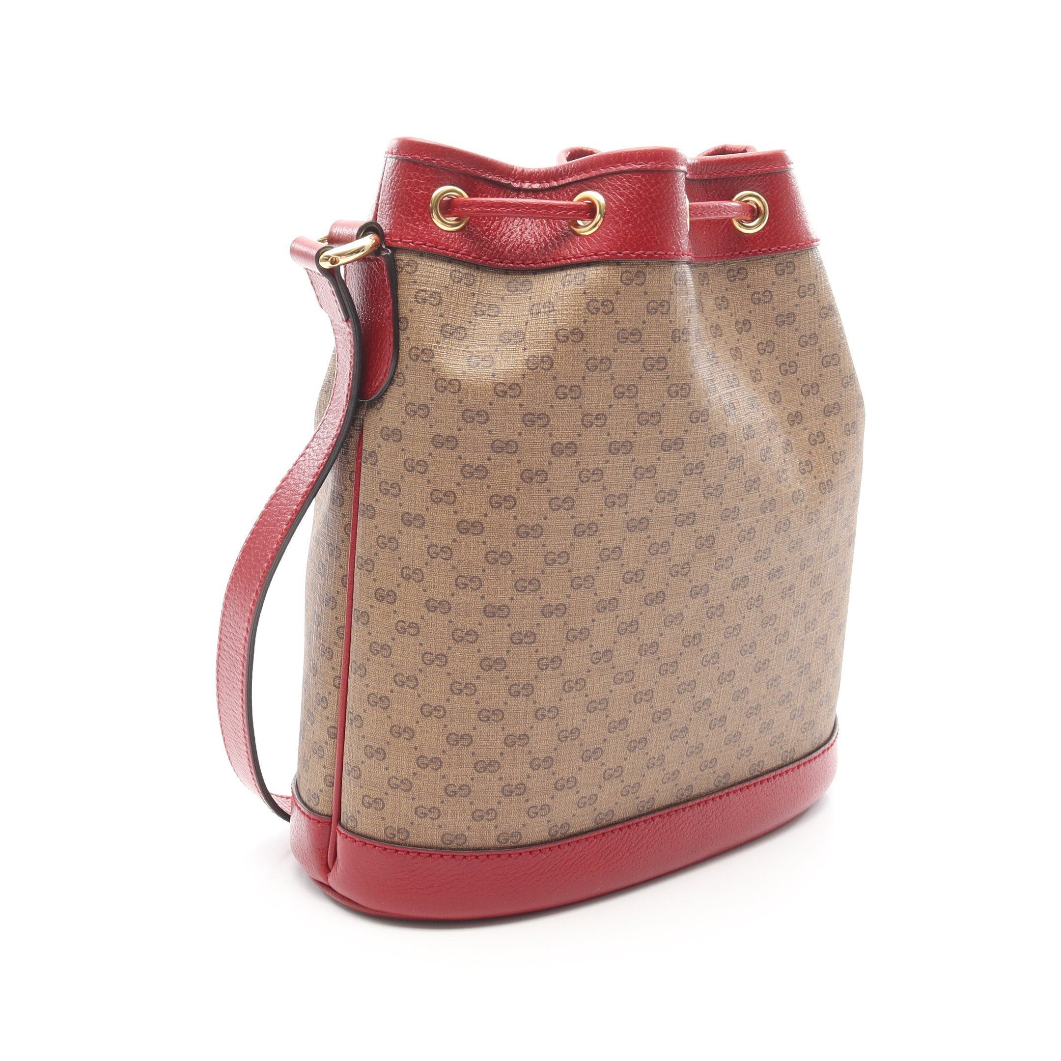 Gucci Gucci Gucci * Doraemon Micro Gg Supreme Small Bucket Bag Shoulder Leather Red Brown Purse Size ONE SIZE - 2 Thumbnail