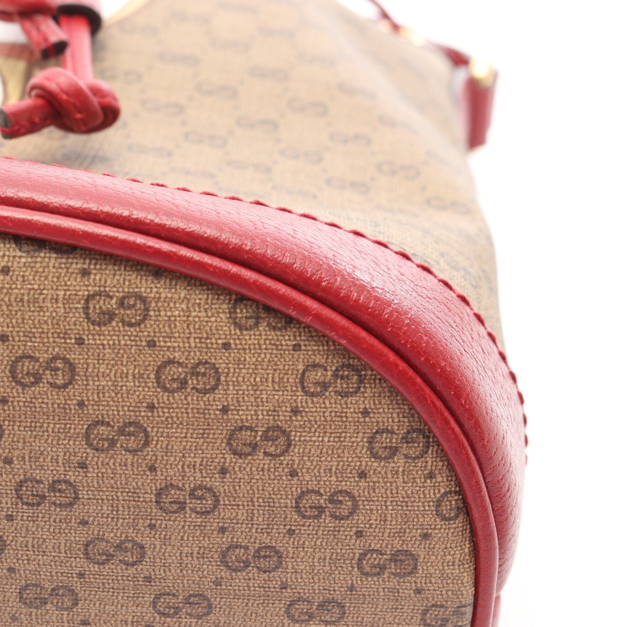 Gucci Gucci Gucci * Doraemon Micro Gg Supreme Small Bucket Bag Shoulder Leather Red Brown Purse Size ONE SIZE - 5 Thumbnail