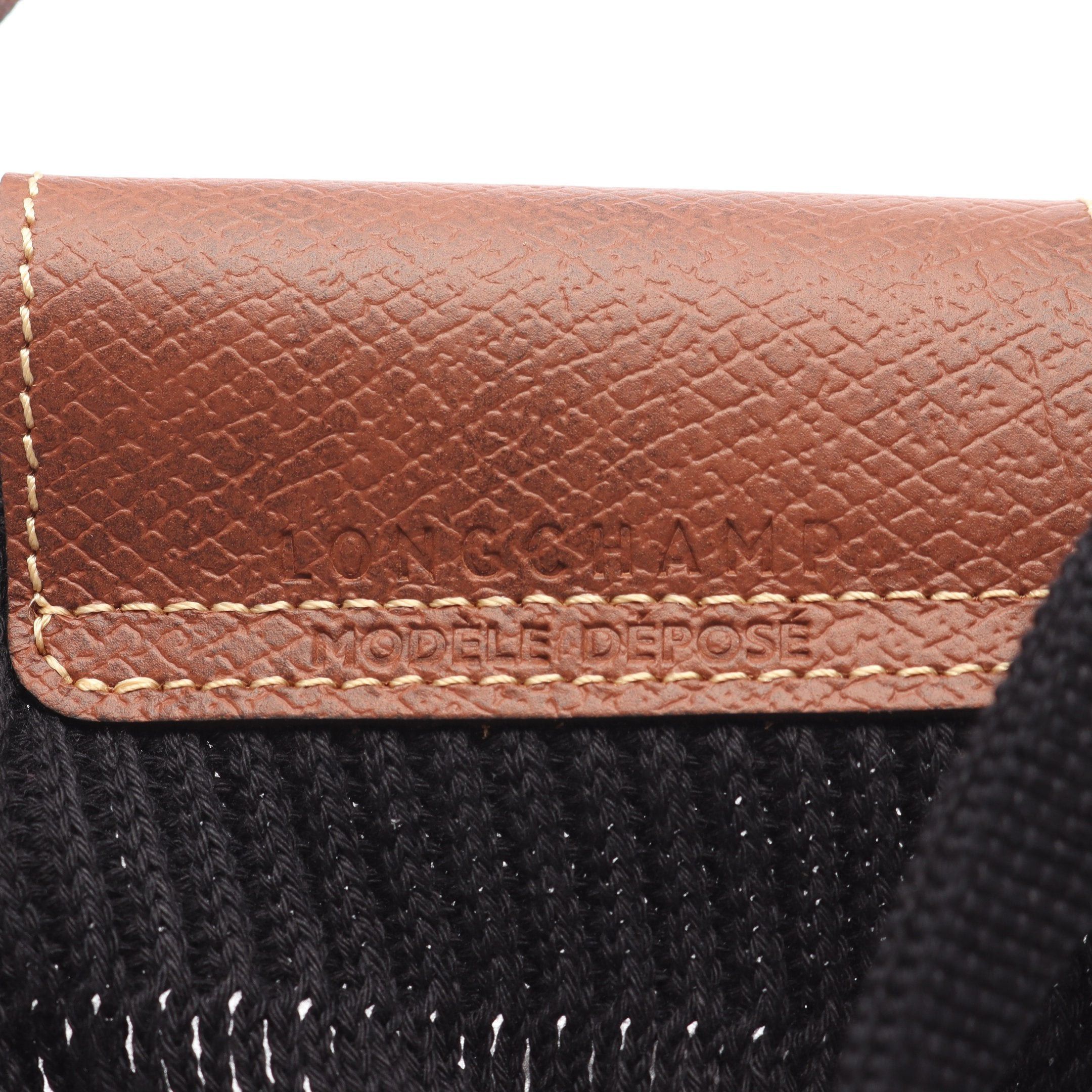 Longchamp Longchamp Le Pliage Filet Preage Shoulder Bag Cotton Leather Black Brown Size ONE SIZE - 4 Thumbnail