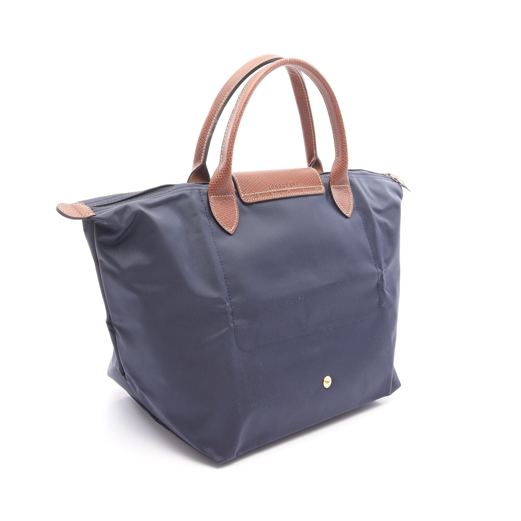 Longchamp Longchamp Le Pliage Original M Preage Top Handle Handbag Tote Bag Nylon Leather Navy Brown Size ONE SIZE - 2 Thumbnail