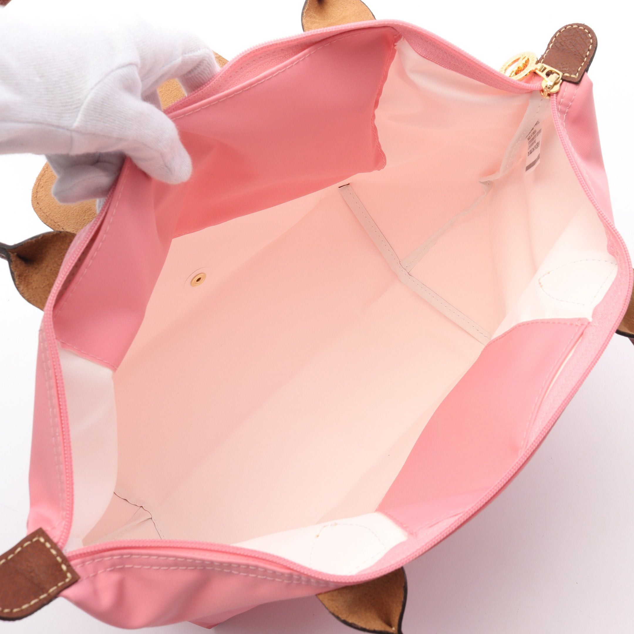Longchamp Longchamp Le Pliage Original M Preage Shoulder Bag Tote Nylon Leather Pink Brown Size ONE SIZE - 3 Thumbnail