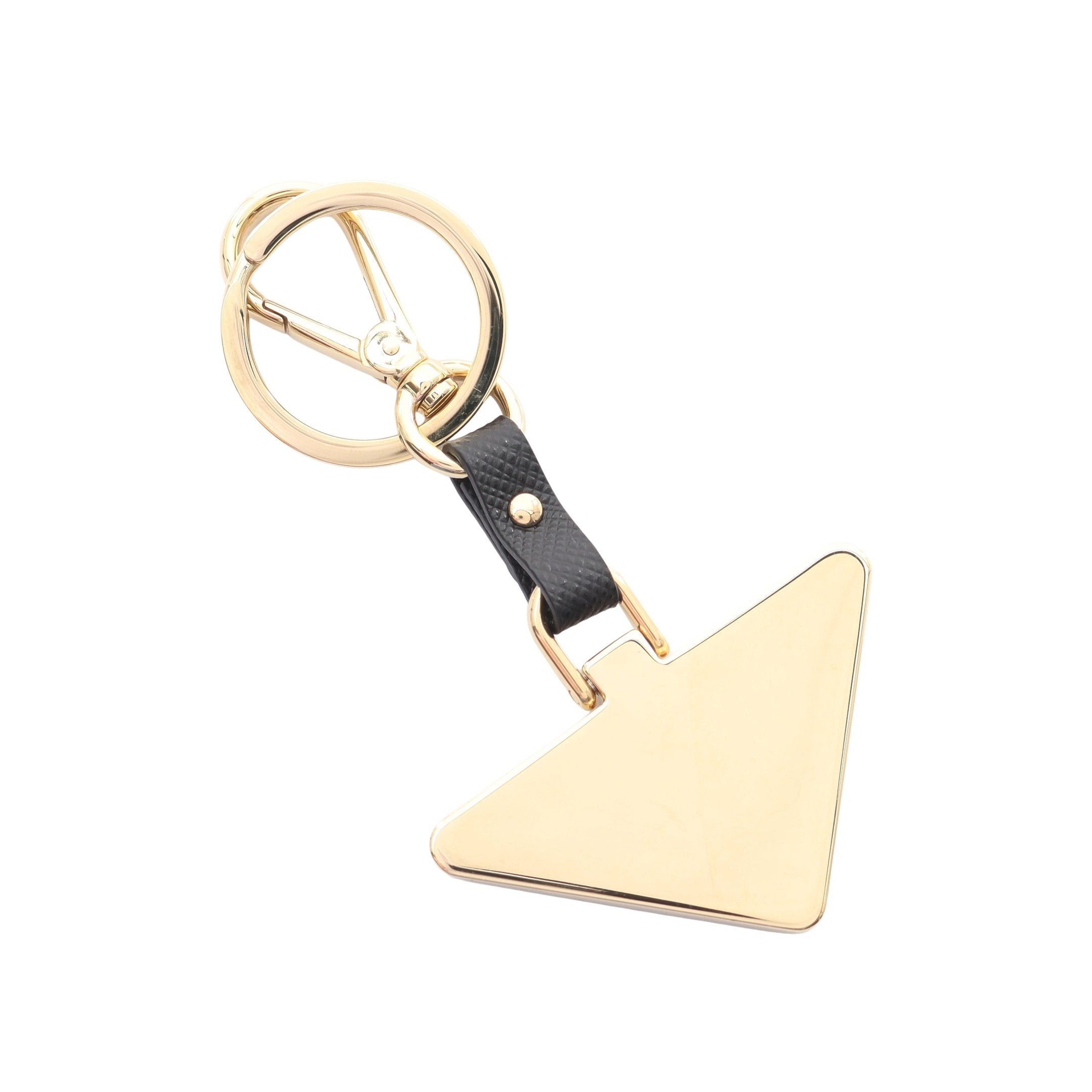 Prada Prada Saffiano Key Ring Gp Leather Gold Black Triangle Size ONE SIZE - 2 Thumbnail