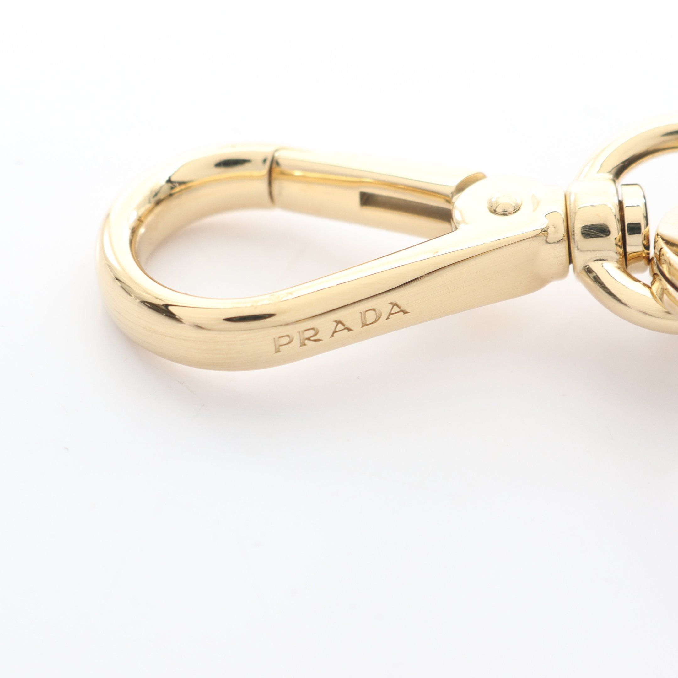 Prada Prada Saffiano Key Ring Gp Leather Gold Black Triangle Size ONE SIZE - 3 Thumbnail