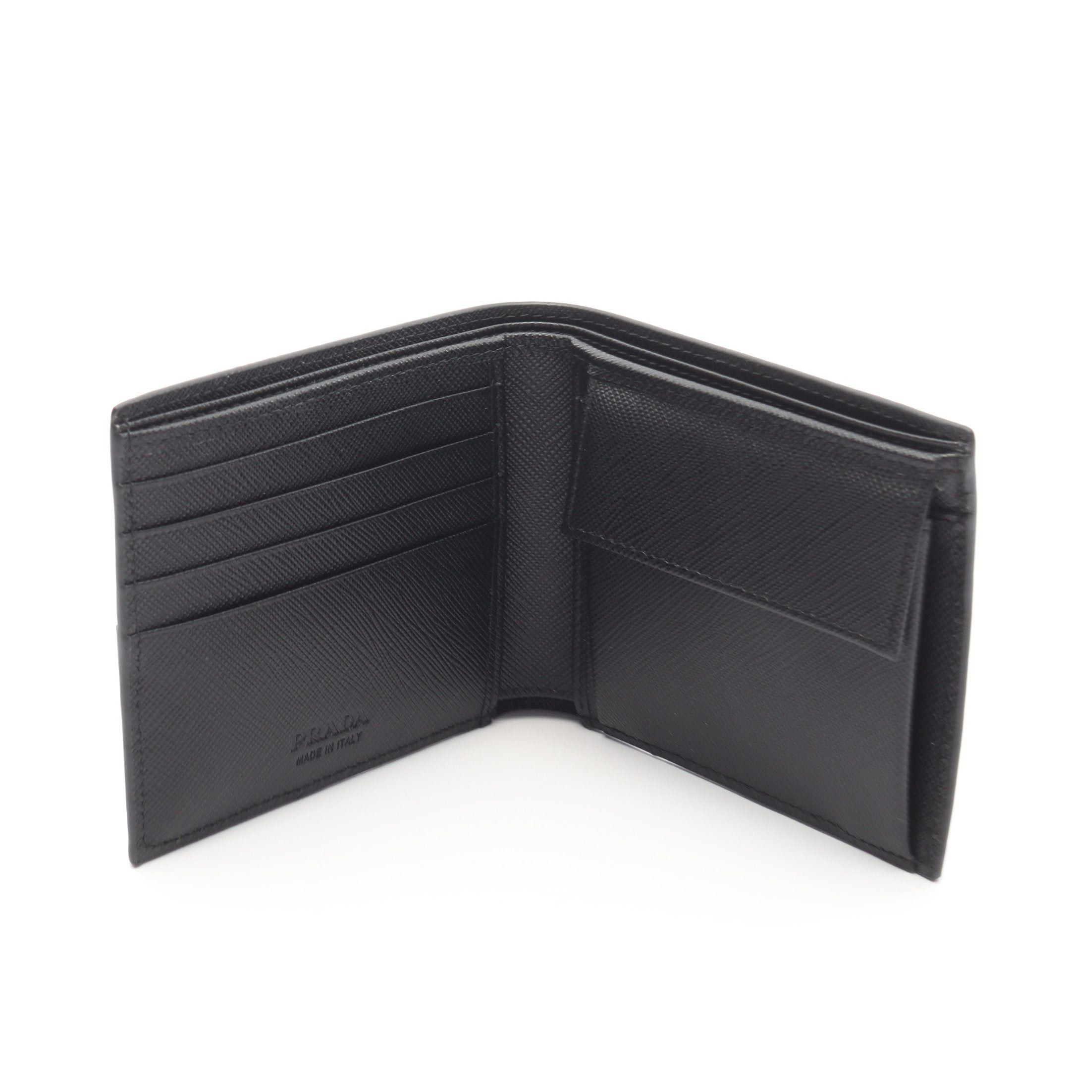 Prada Prada Saffiano Metal Bi-Fold Wallet Leather Black Size ONE SIZE - 3 Thumbnail