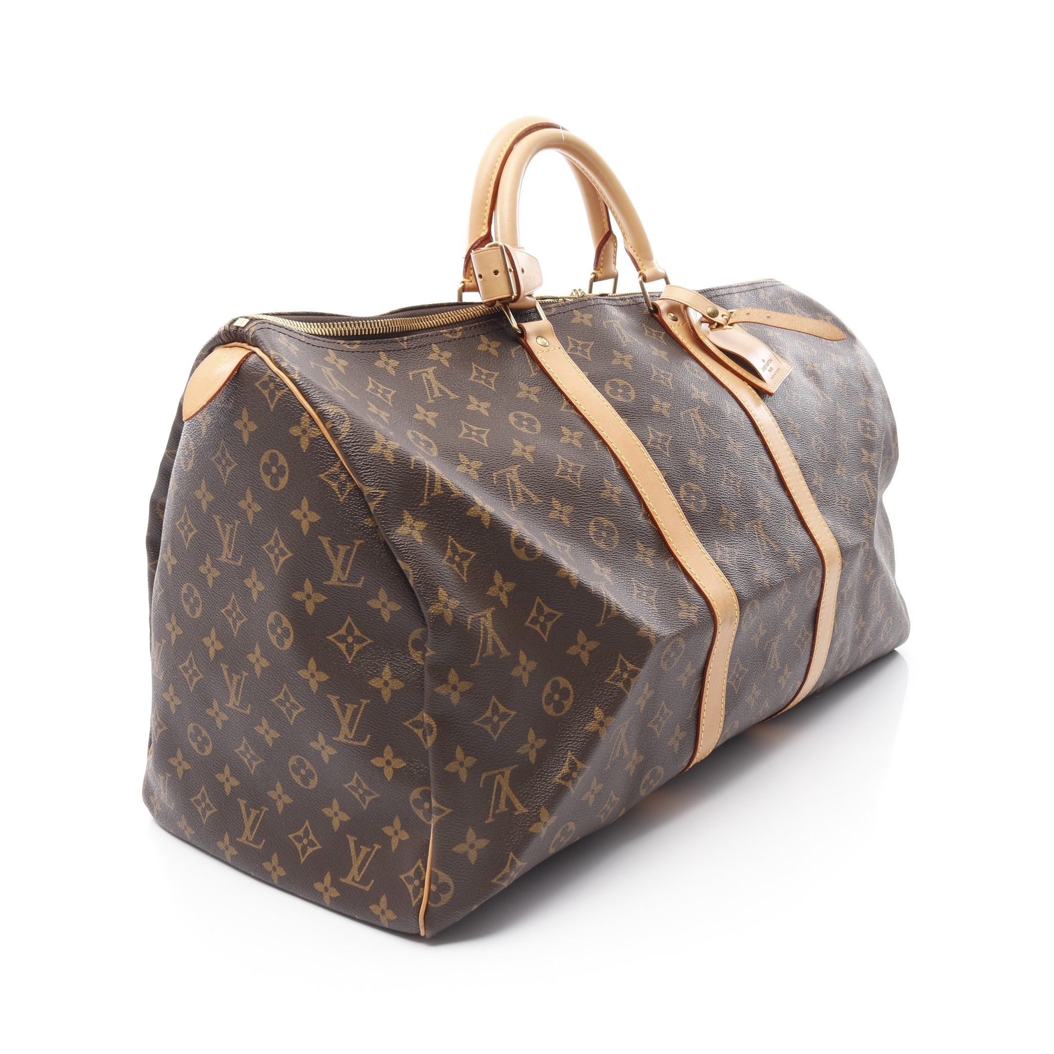 Louis Vuitton Louis Vuitton Keepall 55 Monogram Boston Bag Leather Brown Size ONE SIZE - 2 Thumbnail