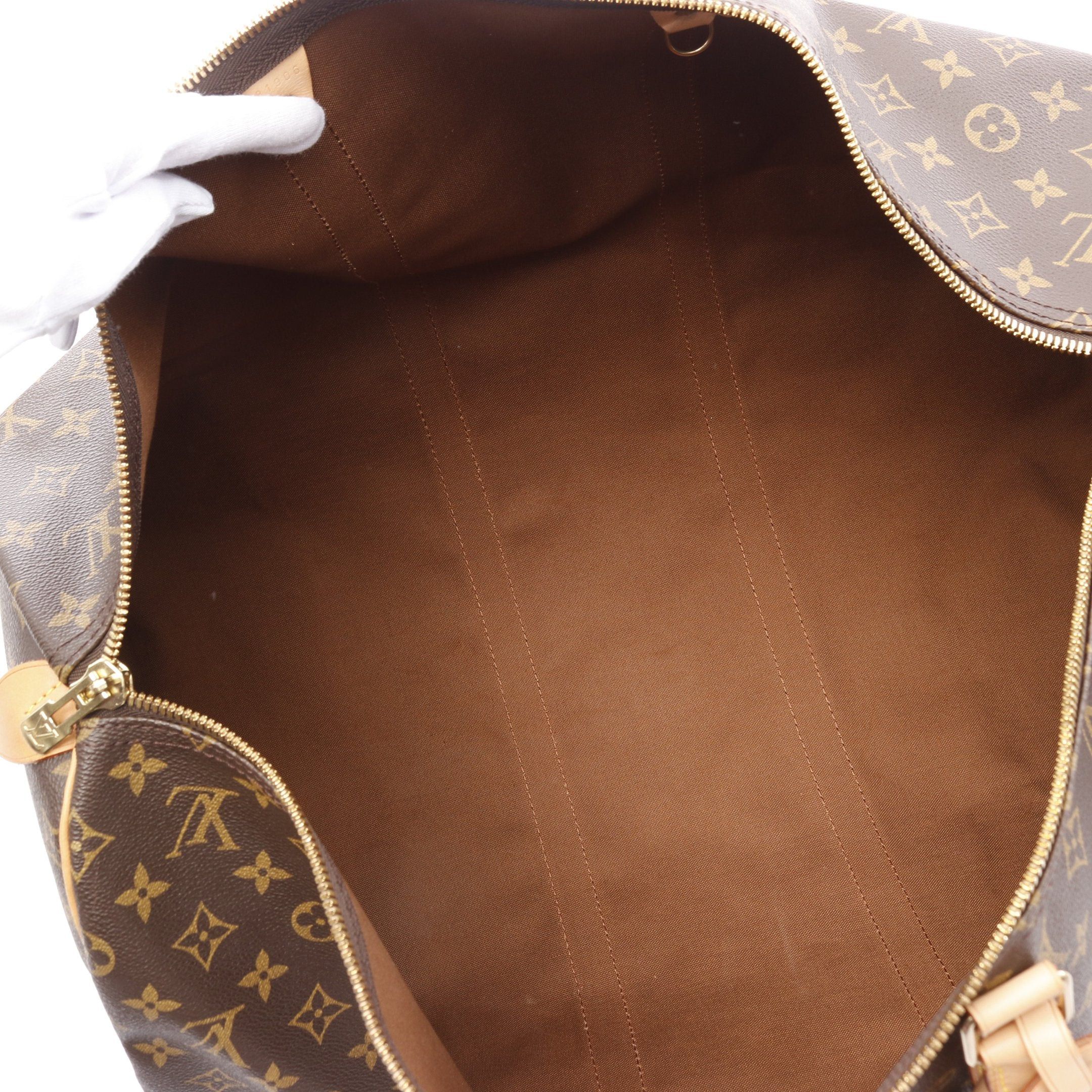 Louis Vuitton Louis Vuitton Keepall 55 Monogram Boston Bag Leather Brown Size ONE SIZE - 3 Thumbnail
