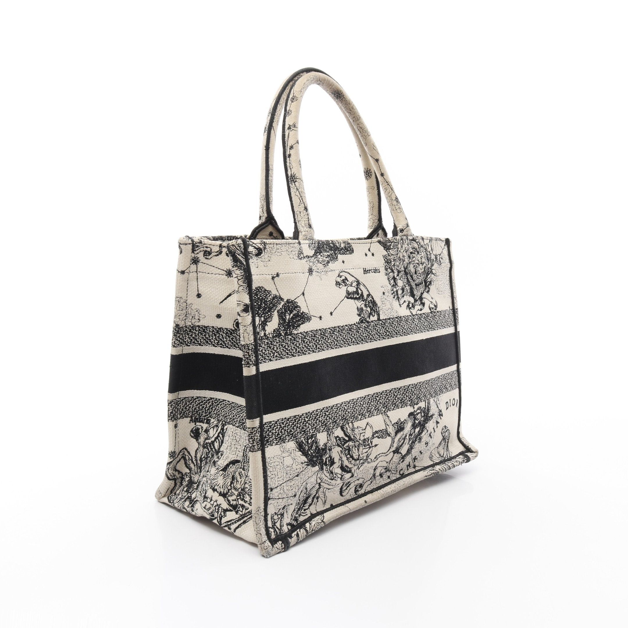Dior Dior Book Tote Dior Zodiac Medium Handbag Bag Canvas Off White Black Size ONE SIZE - 2 Thumbnail