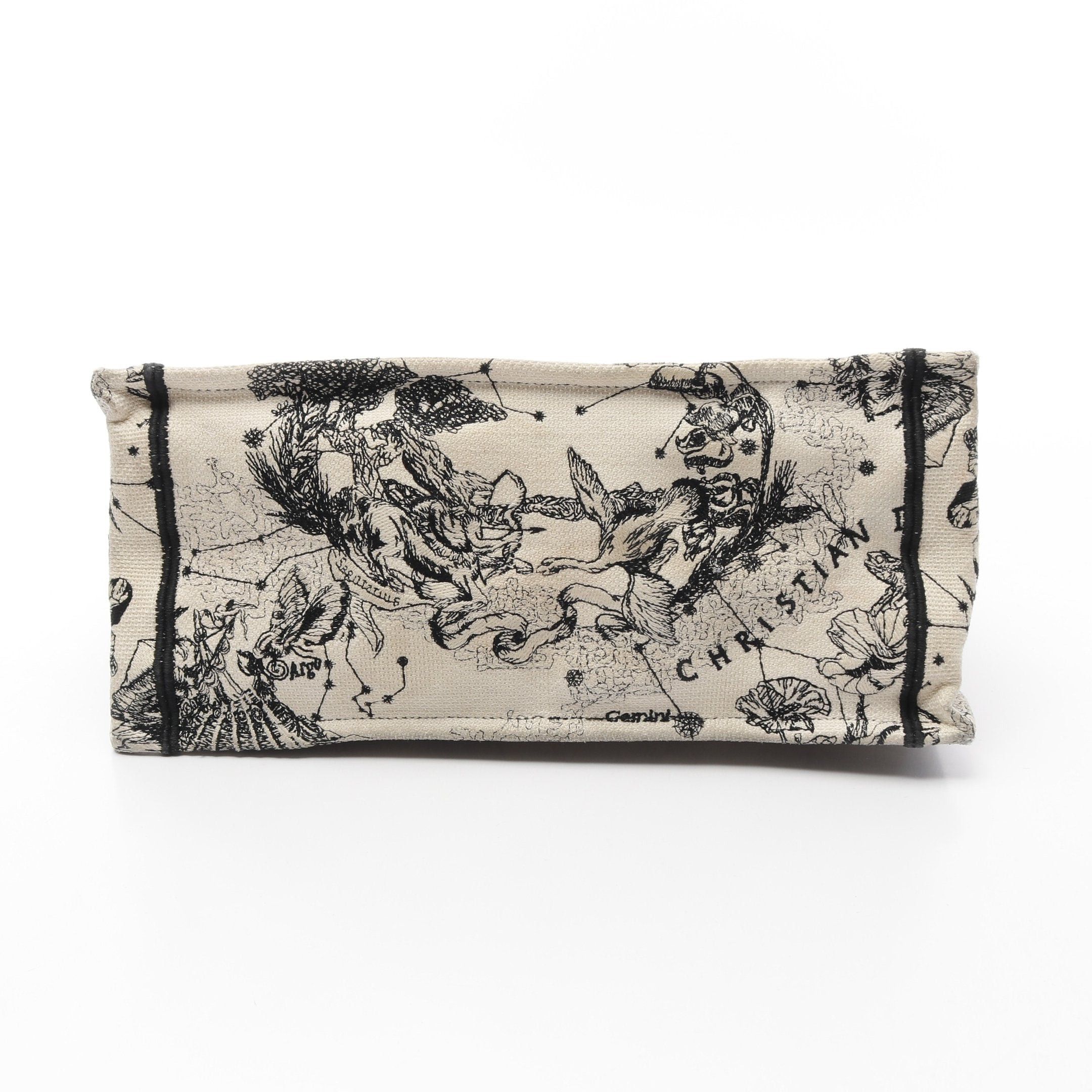 Dior Dior Book Tote Dior Zodiac Medium Handbag Bag Canvas Off White Black Size ONE SIZE - 11 Thumbnail