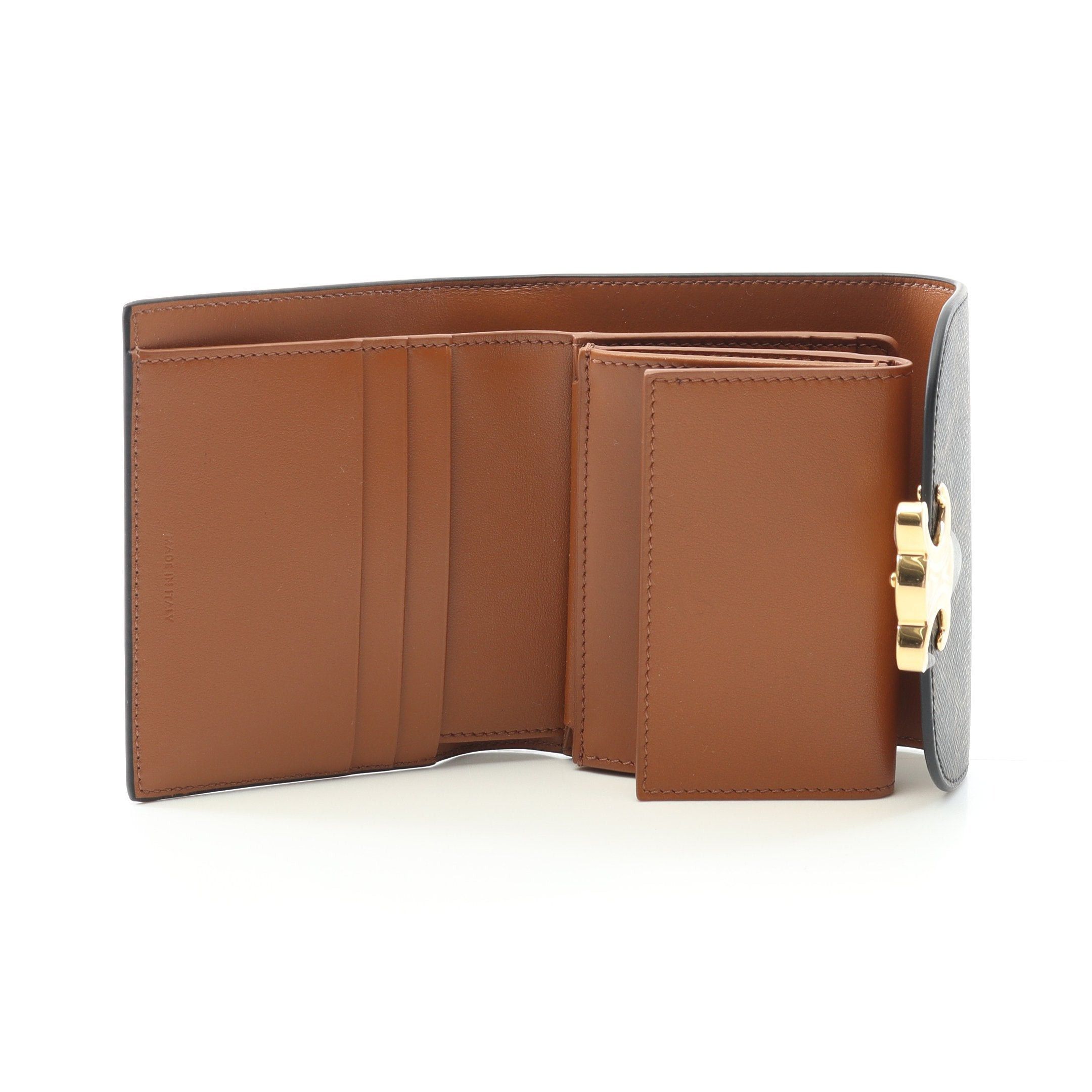 Celine Celine Small Triomphe Wallet Trifold Leather Black Brown Size ONE SIZE - 3 Thumbnail