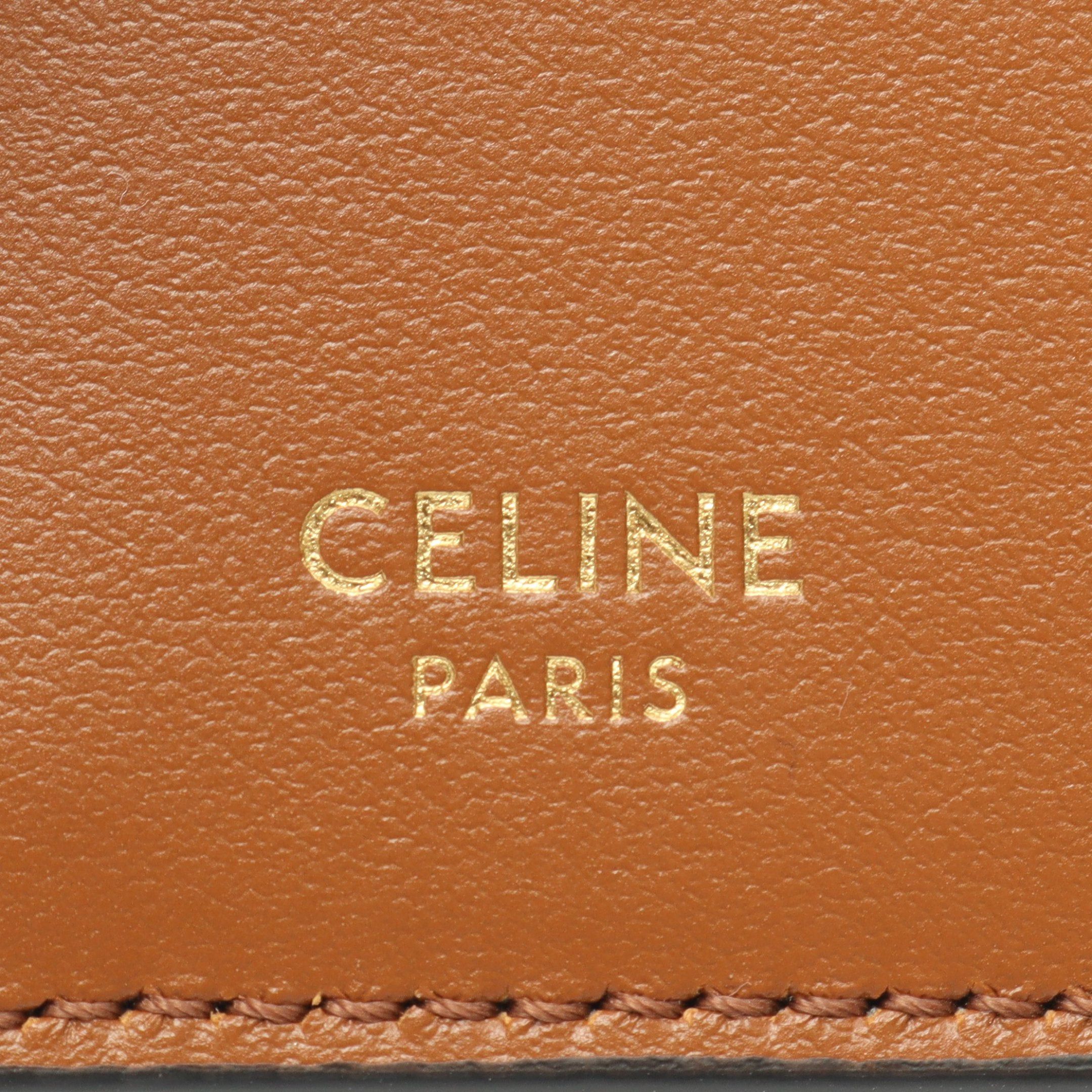 Celine Celine Compact Wallet Triomphe Charm Canvas Tongue Bi-Fold Black Brown Size ONE SIZE - 4 Thumbnail