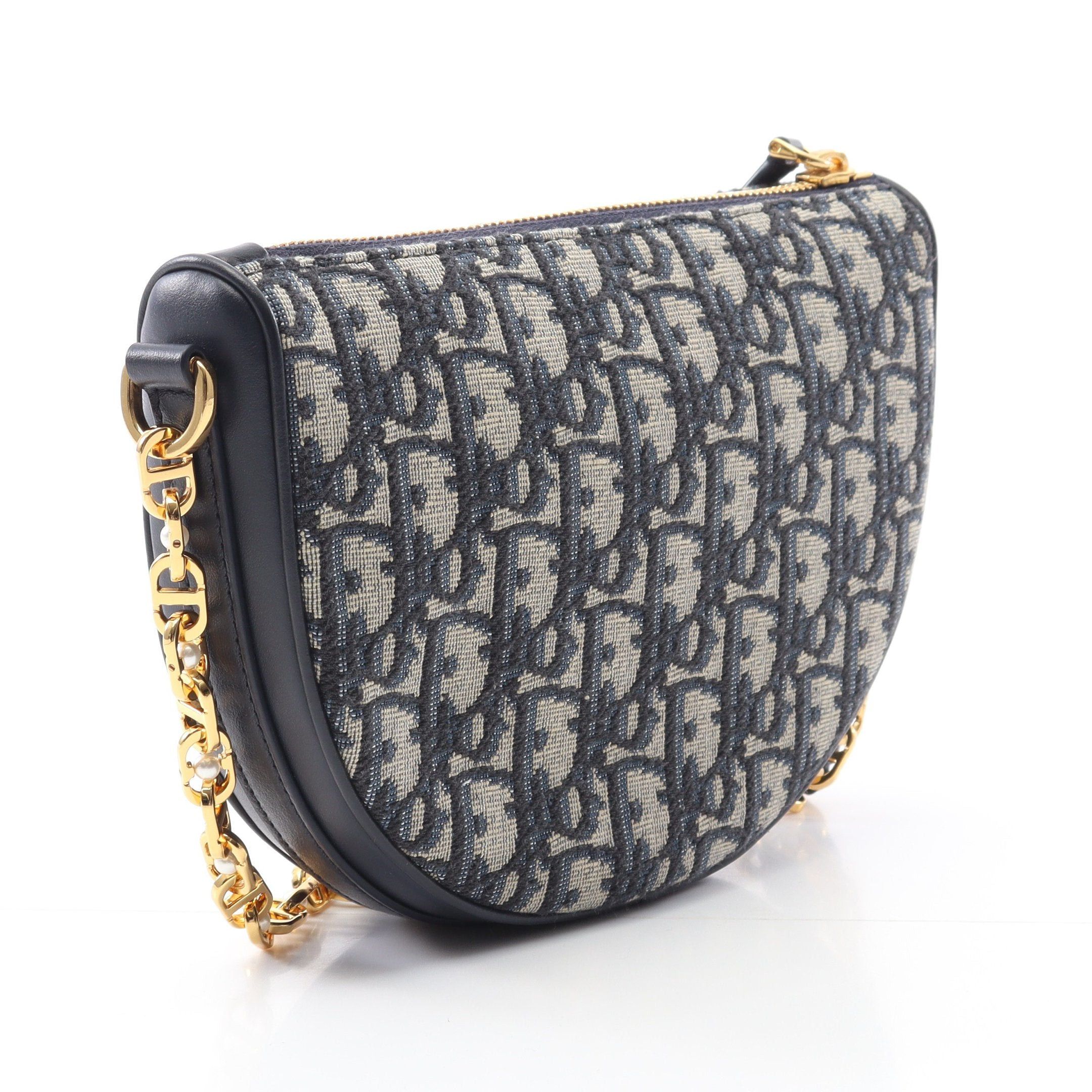 Dior Dior Diorstar Callisto Oblique Chain Shoulder Bag Denim Leather Black Navy Beige Size ONE SIZE - 2 Thumbnail