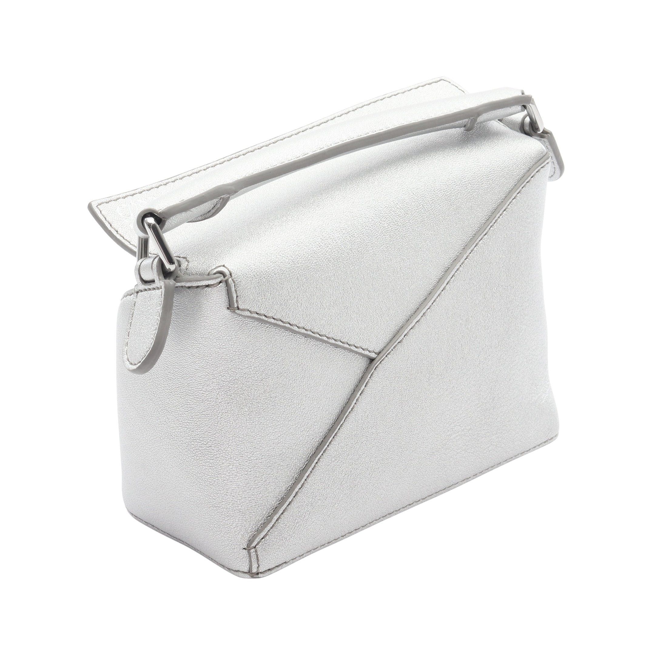 Loewe Loewe Puzzle Bag Mini Handbag Leather Silver Size ONE SIZE - 2 Thumbnail