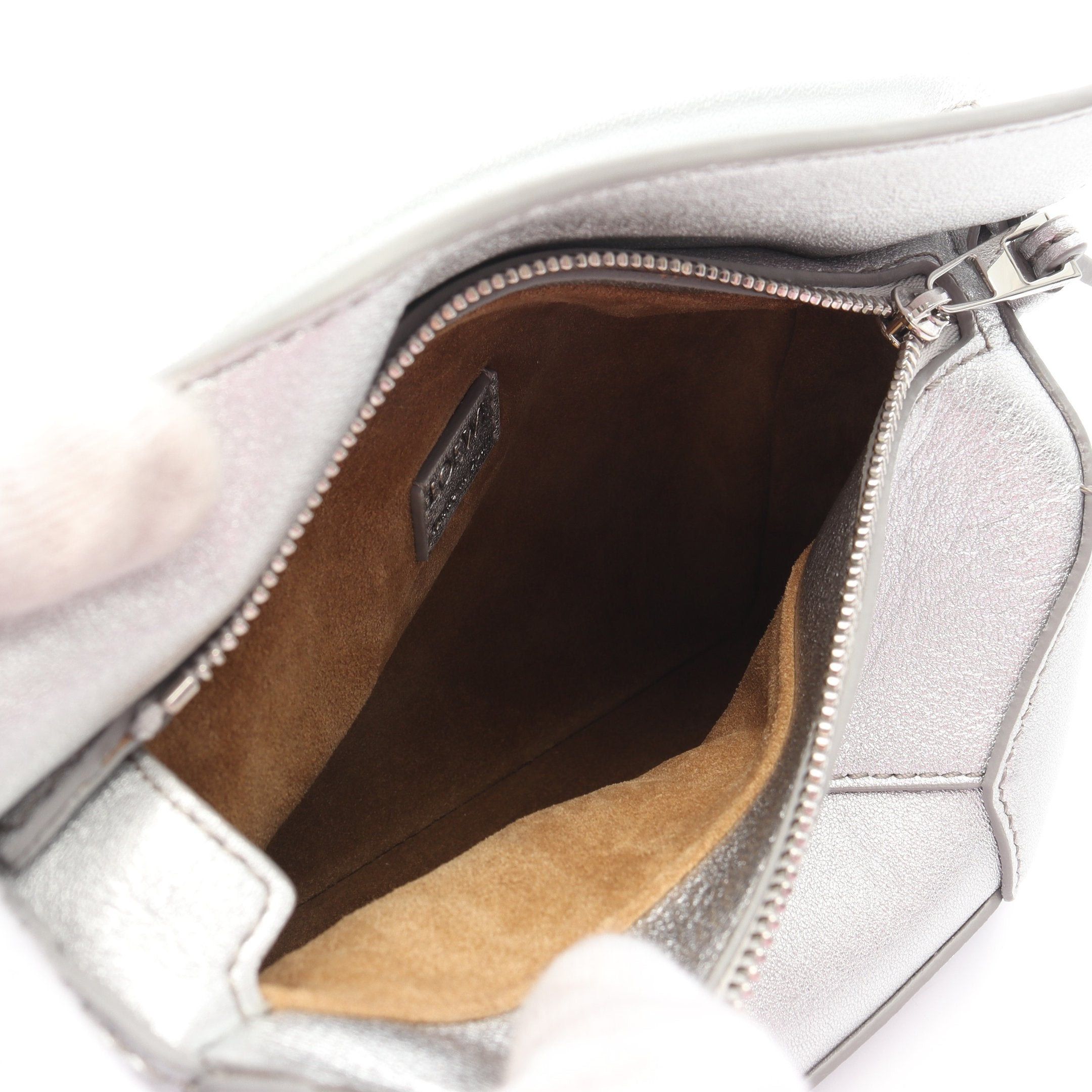 Loewe Loewe Puzzle Bag Mini Handbag Leather Silver Size ONE SIZE - 3 Thumbnail