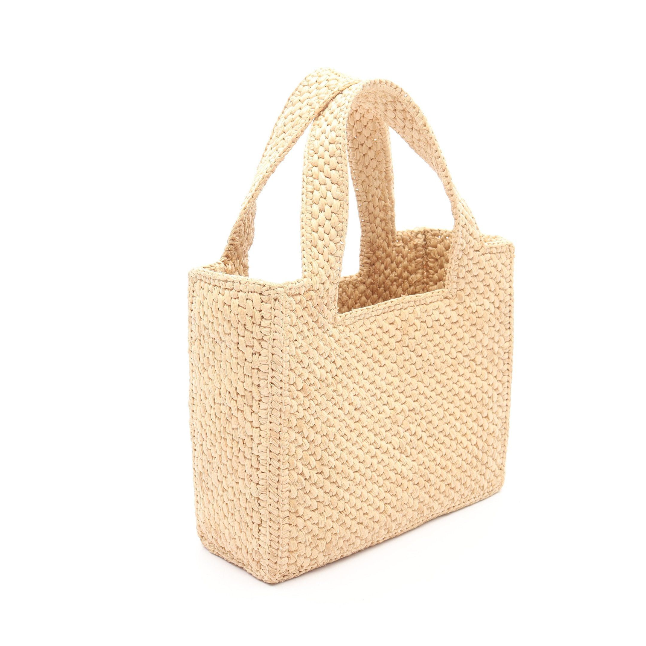 Loewe Loewe Font Tote Mini Handbag Bag Raffia Leather Beige Brown Size ONE SIZE - 2 Thumbnail