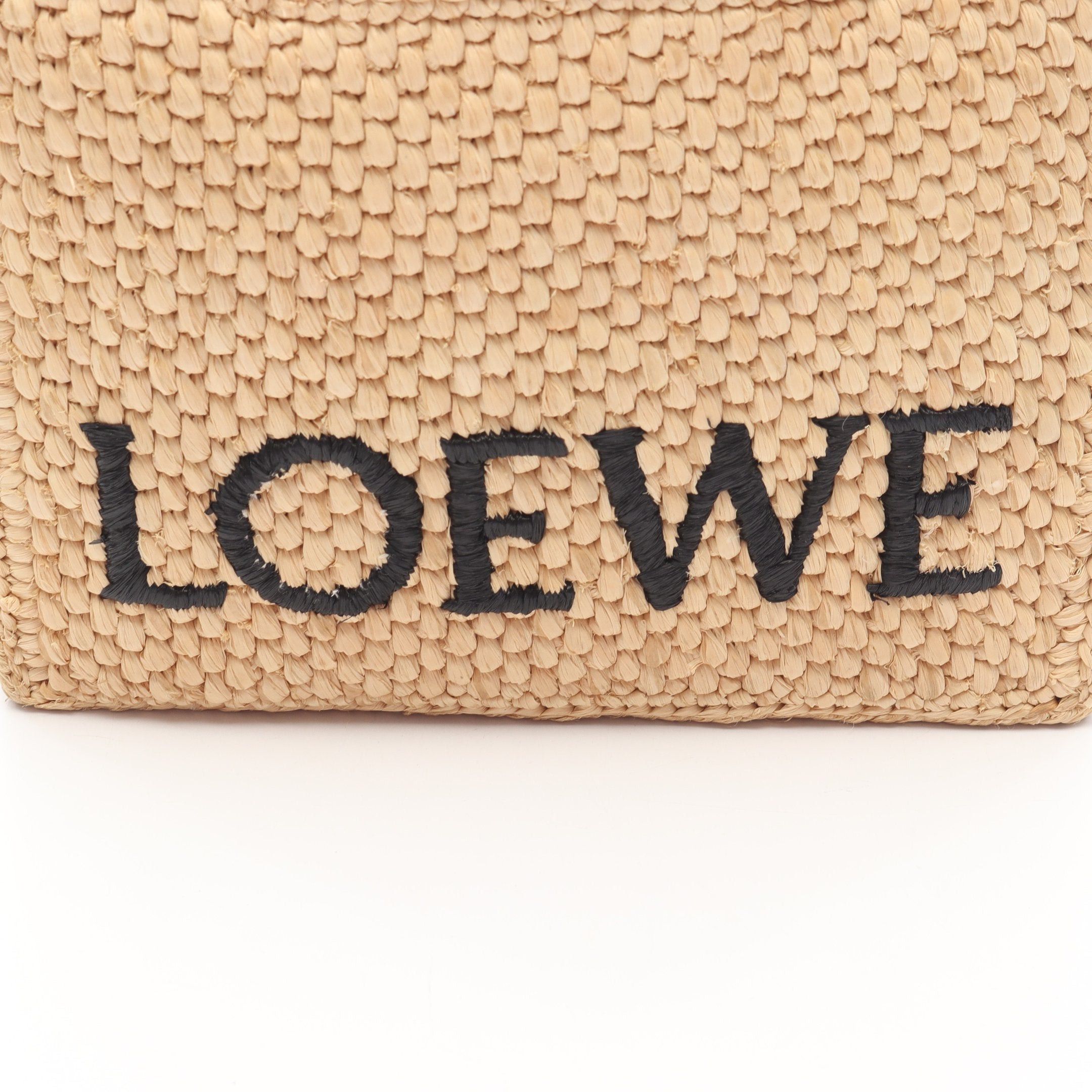 Loewe Loewe Font Tote Mini Handbag Bag Raffia Leather Beige Brown Size ONE SIZE - 4 Thumbnail