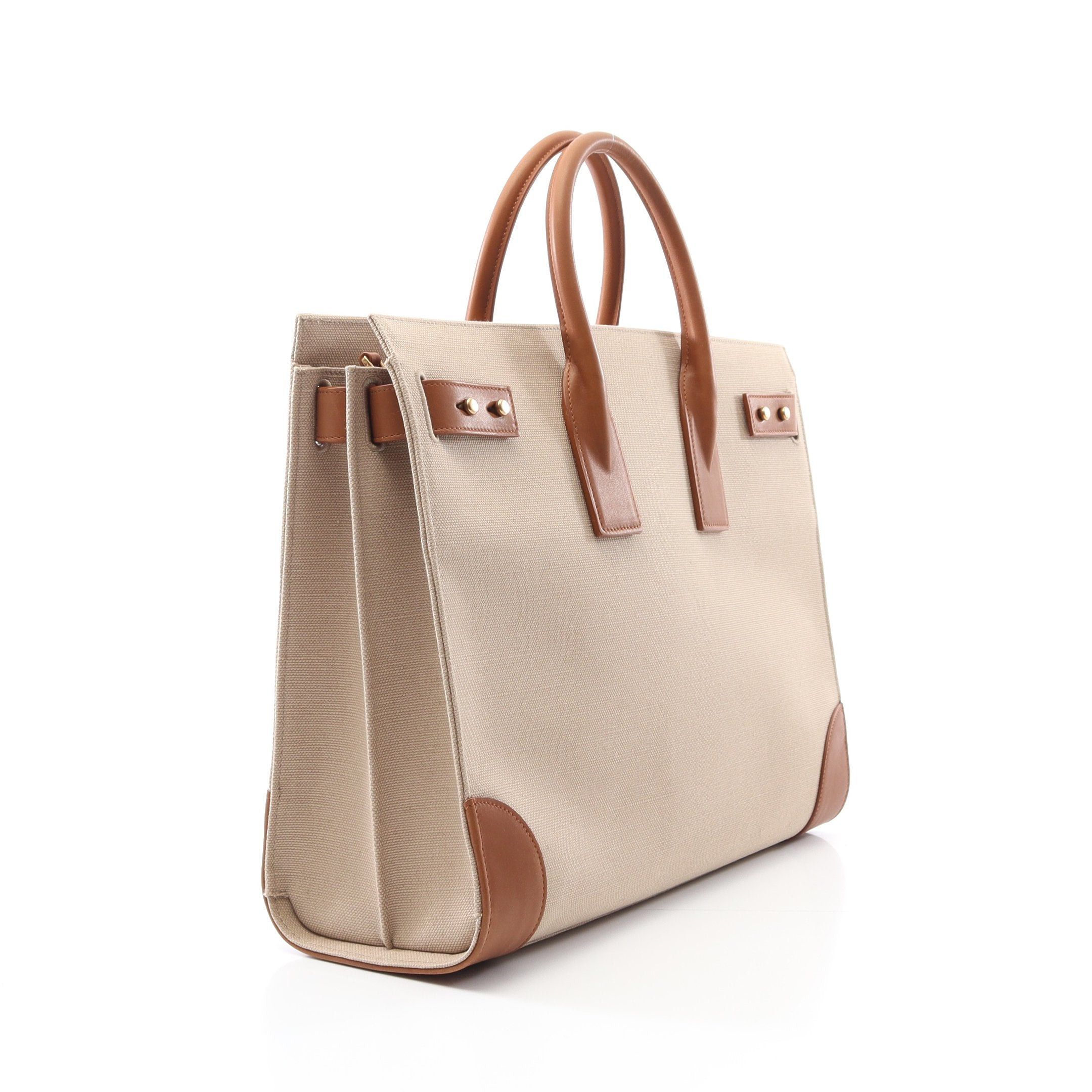 Yves Saint Laurent Yves Saint Laurent Sac De Jour Shin Large Handbag Tote Bag Canvas Leather Beige Light Brown Size ONE SIZE - 2 Thumbnail