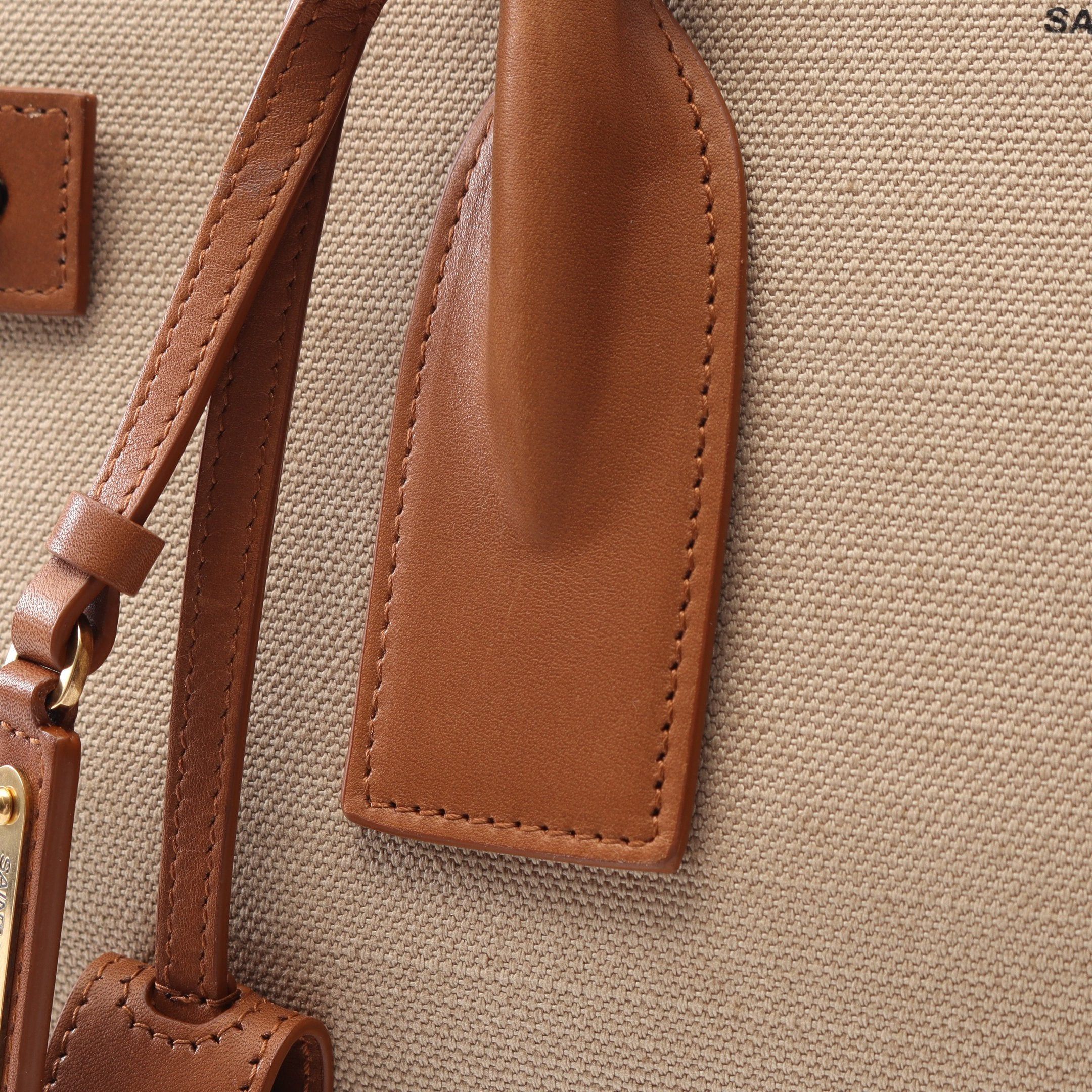 Yves Saint Laurent Yves Saint Laurent Sac De Jour Shin Large Handbag Tote Bag Canvas Leather Beige Light Brown Size ONE SIZE - 7 Thumbnail