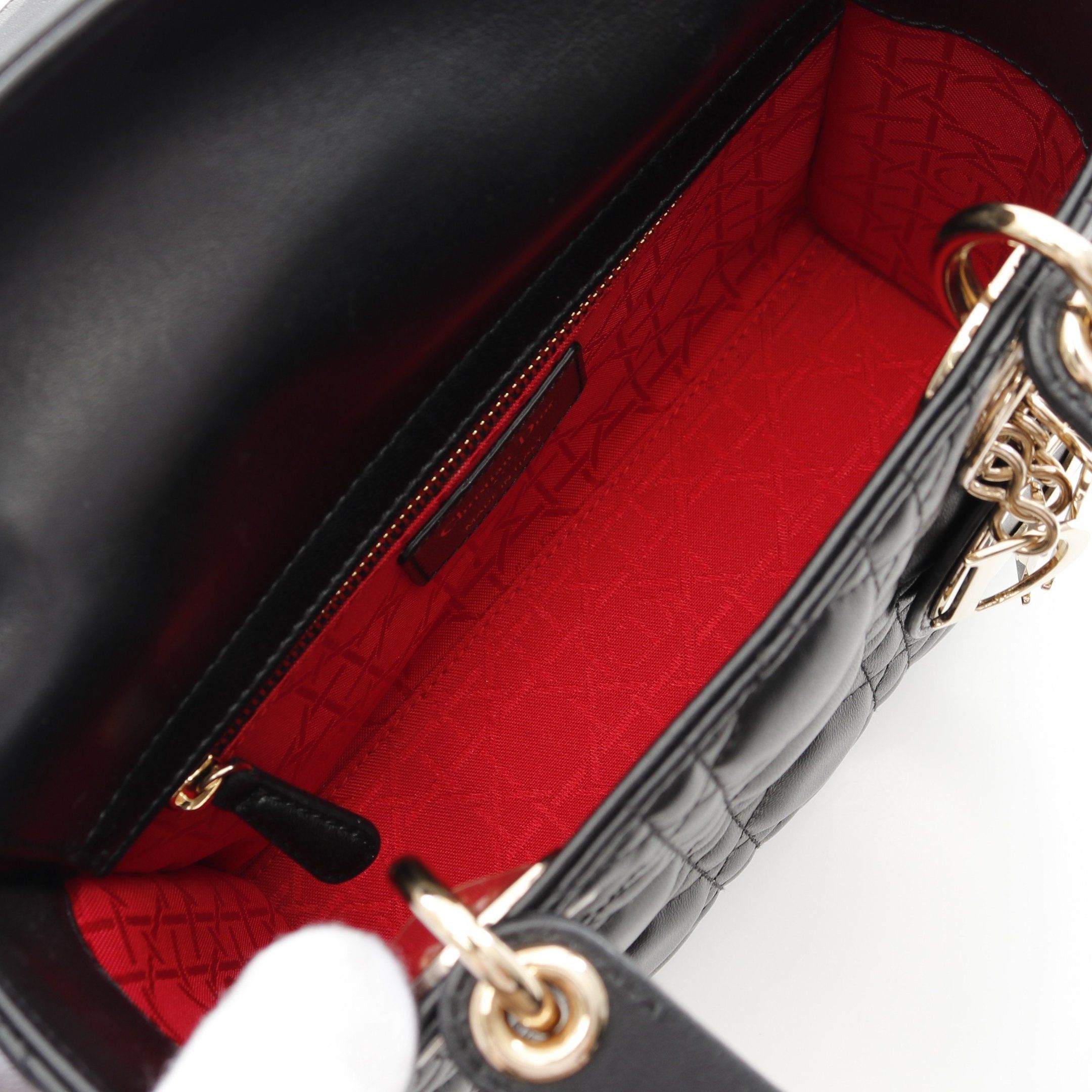 Dior Dior Lady Dior Small Canage Handbag Leather Black Size ONE SIZE - 3 Thumbnail