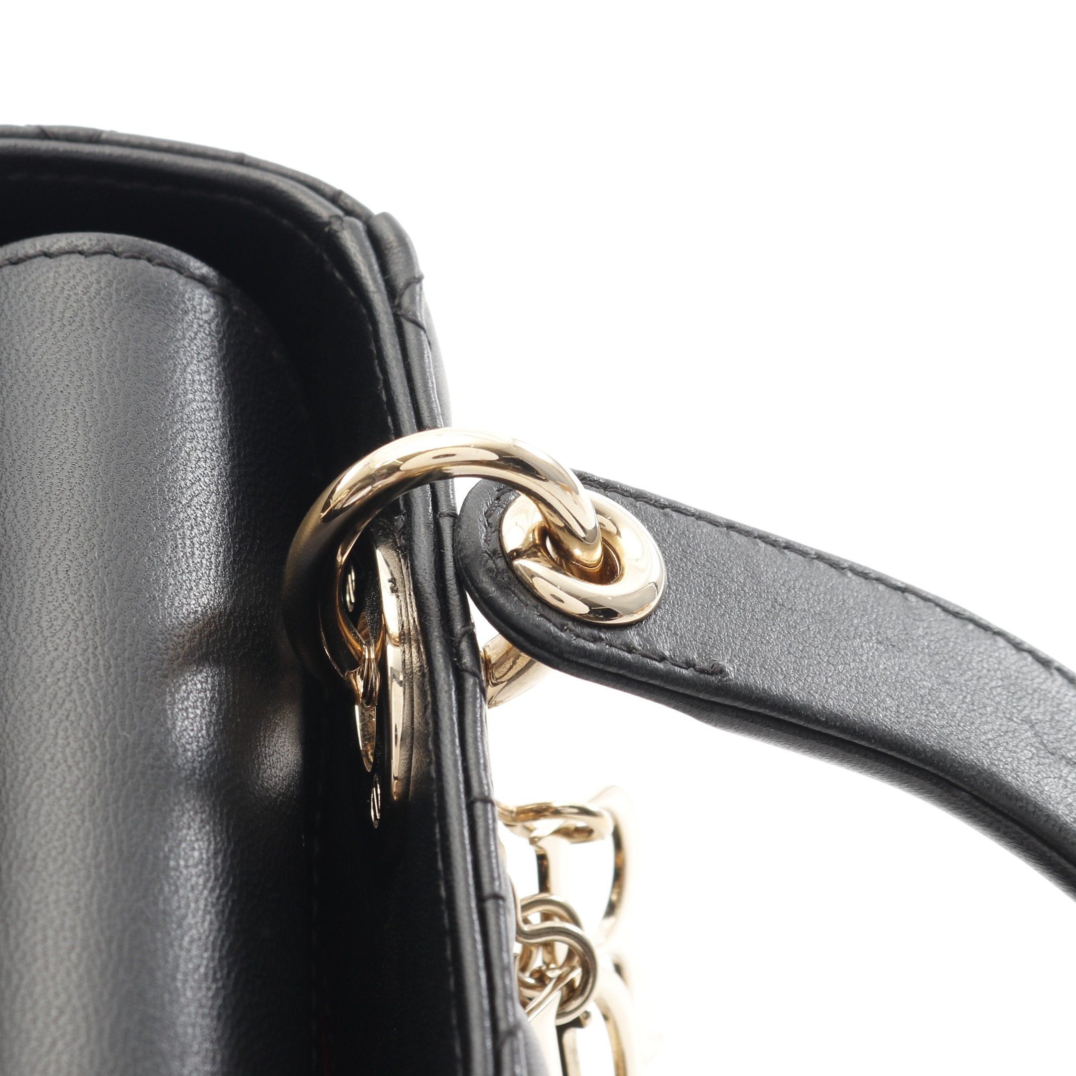 Dior Dior Lady Dior Small Canage Handbag Leather Black Size ONE SIZE - 7 Thumbnail