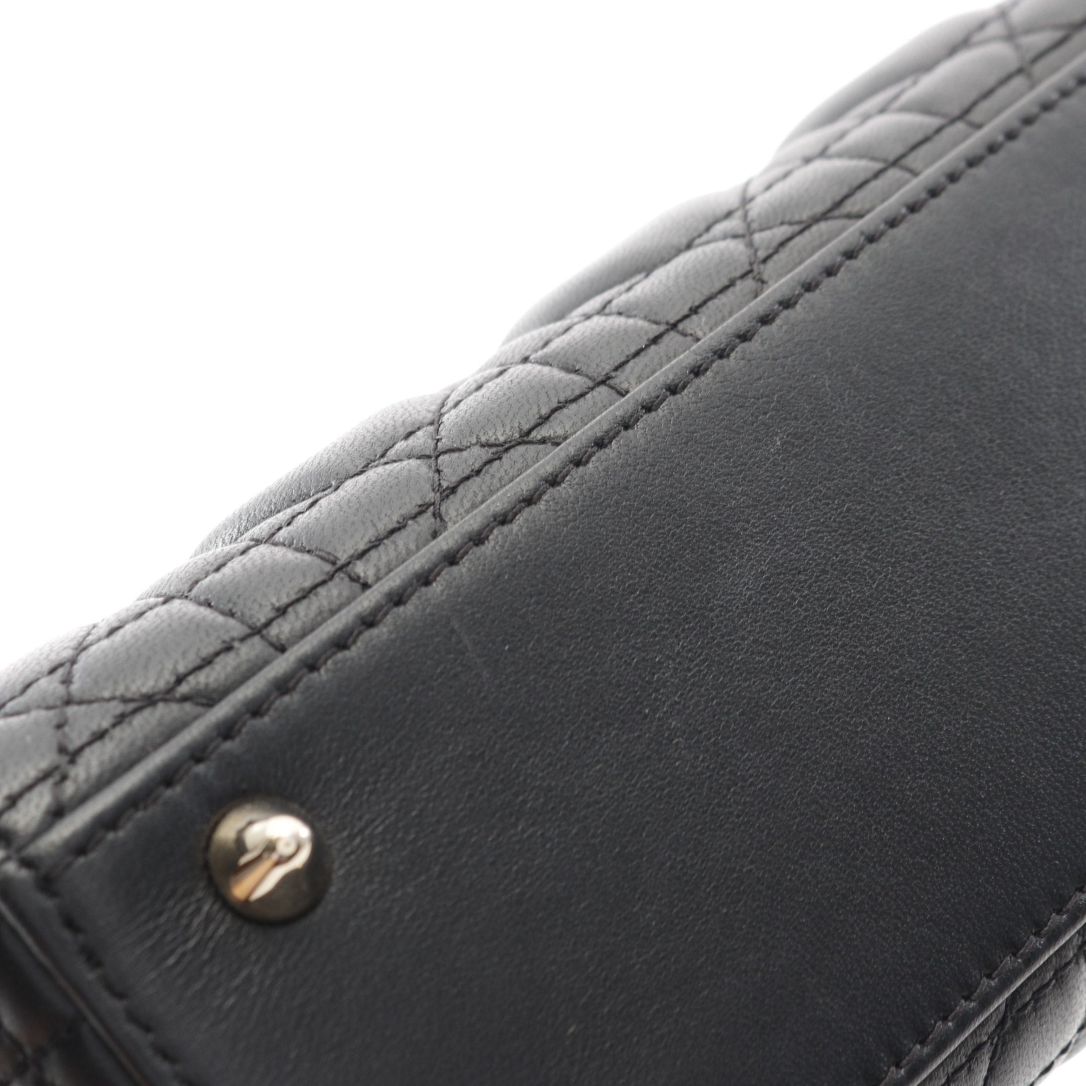 Dior Dior Lady Dior Small Canage Handbag Leather Black Size ONE SIZE - 8 Thumbnail