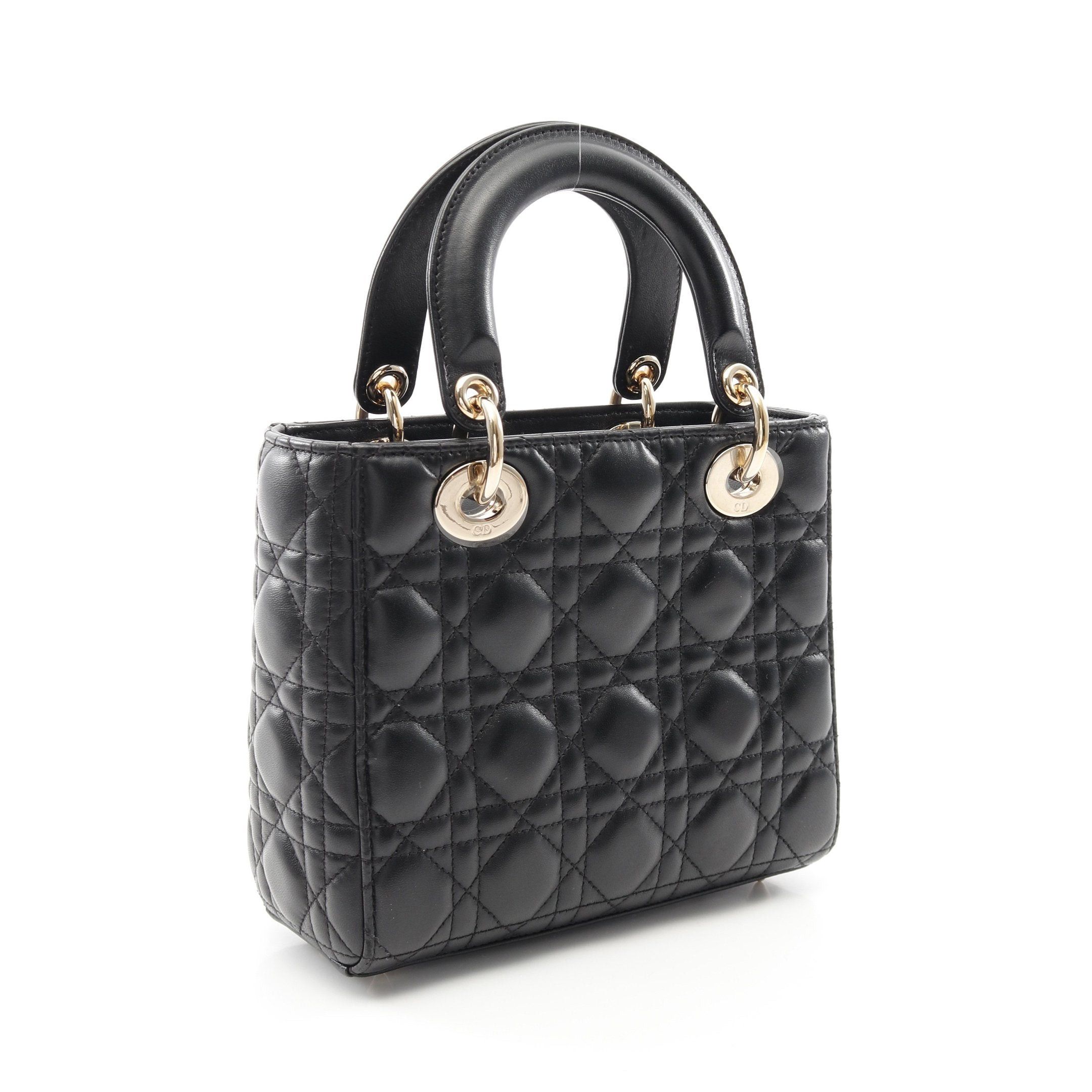 Dior Dior Lady Dior Small Canage Handbag Leather Black Size ONE SIZE - 2 Thumbnail