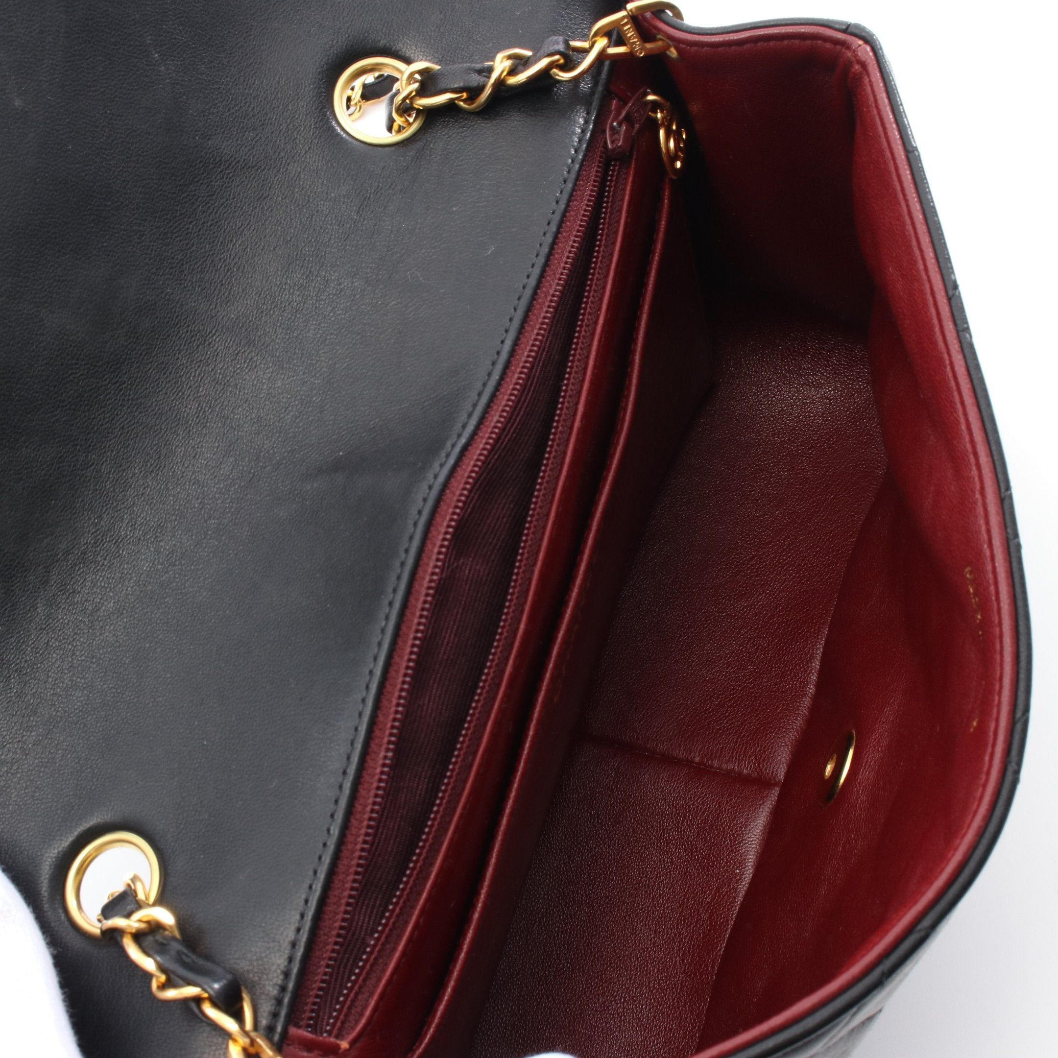 Chanel Chanel Matelasse Diana Flap Chain Shoulder Bag Lambskin Black Gold Hardware Size ONE SIZE - 3 Thumbnail