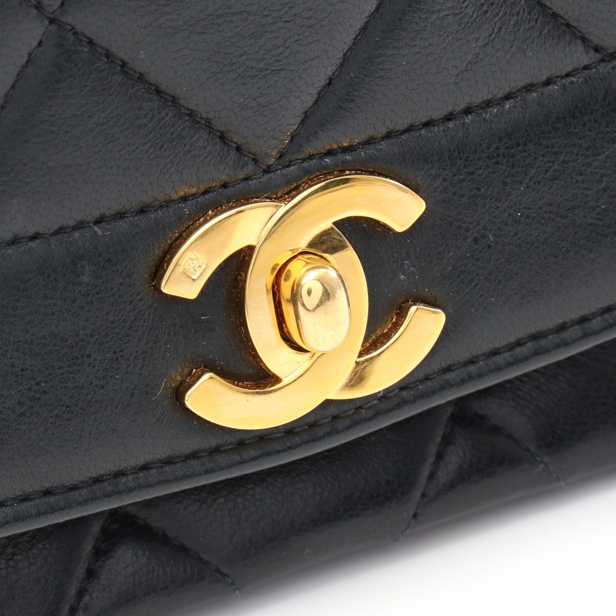 Chanel Chanel Matelasse Diana Flap Chain Shoulder Bag Lambskin Black Gold Hardware Size ONE SIZE - 8 Thumbnail